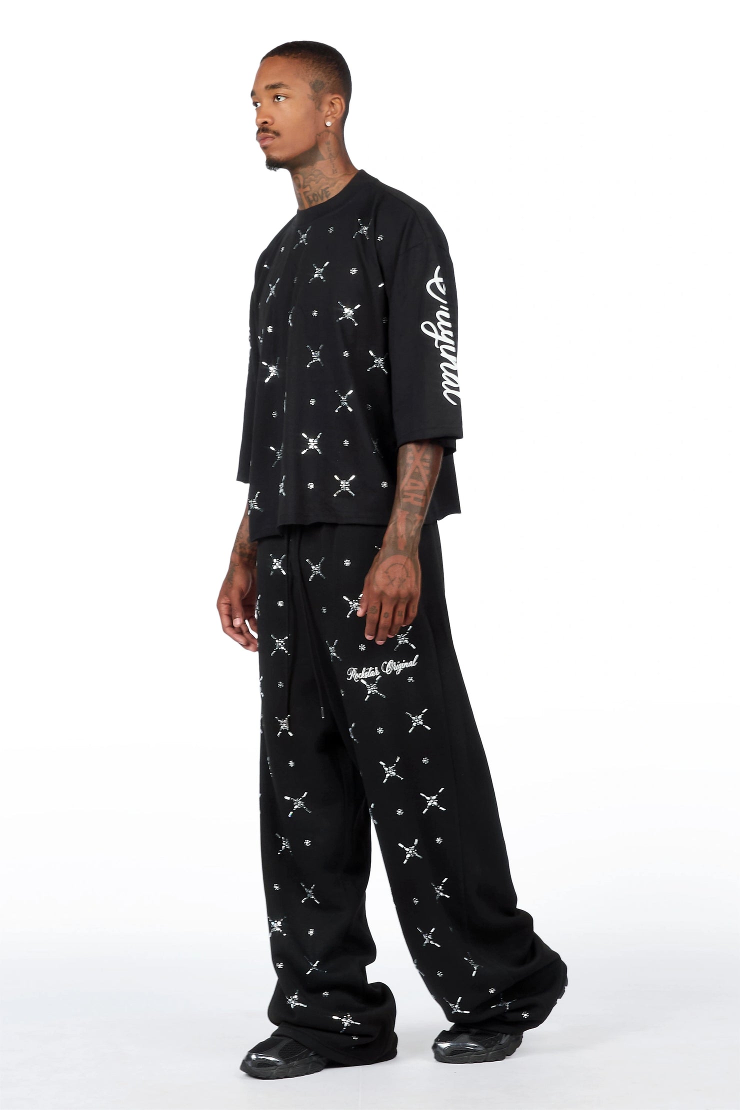 Laredo Black Rhinestone T-Shirt/Baggy Track Set