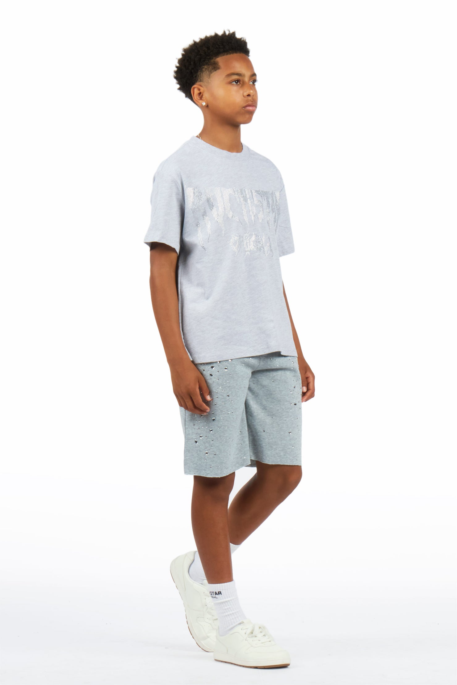 Boys Twinkle Grey Rhinestone Short Set