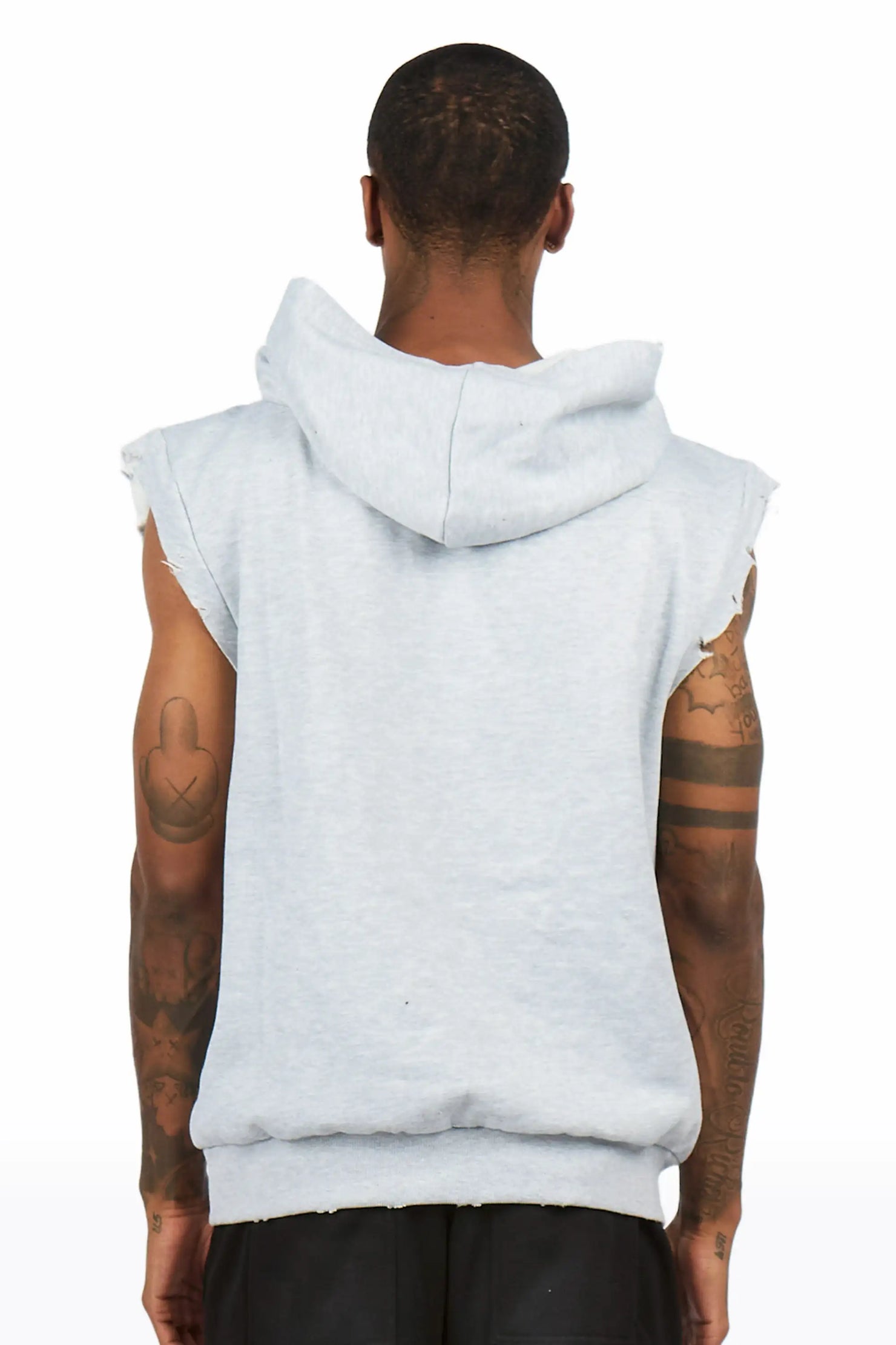 States 2.0 Heather Grey Cut Sleeve Hoodie