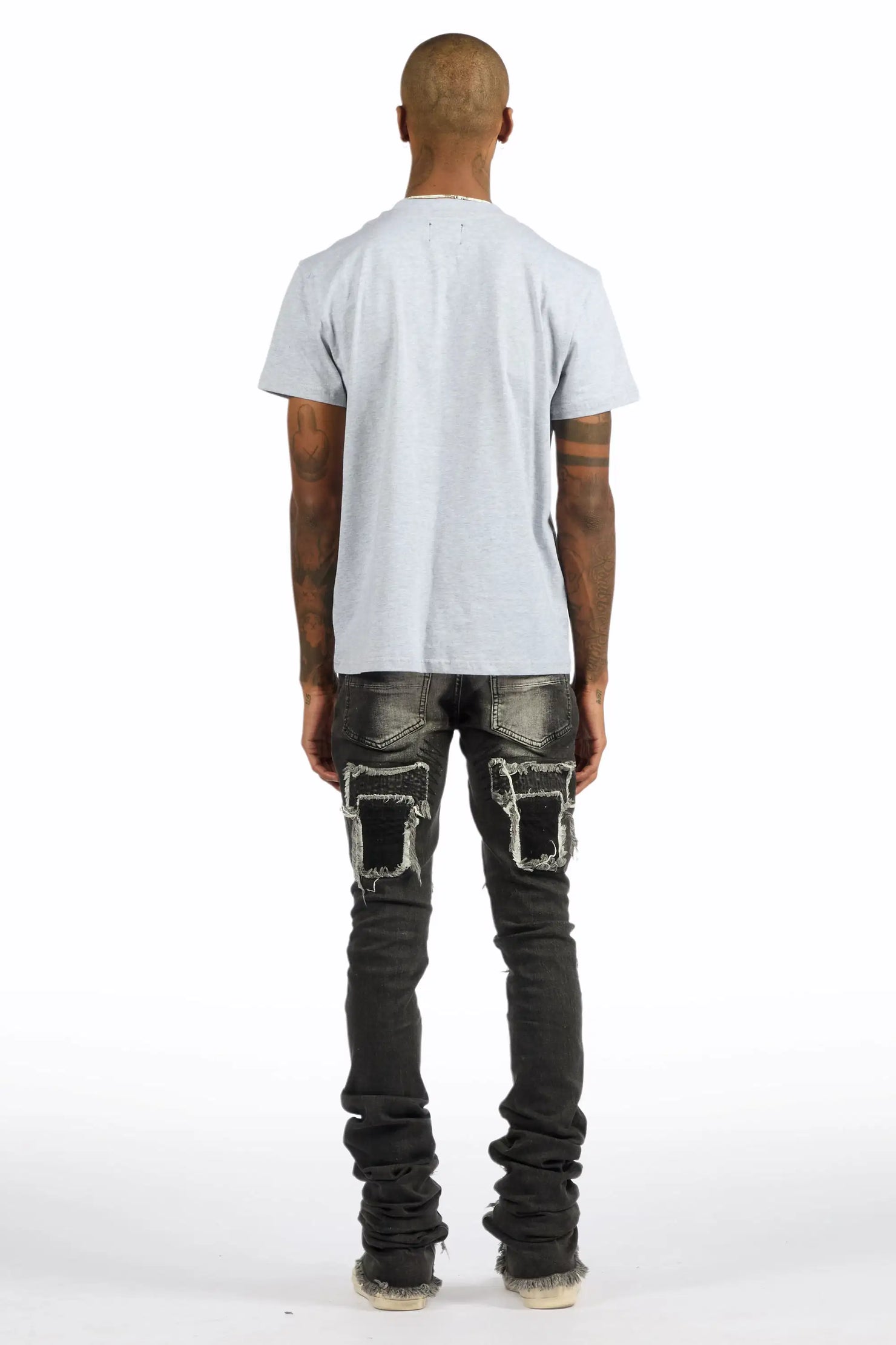 All Seeing Eyes Heather Grey T-Shirt/Super Stacked Flare Jean Bundle