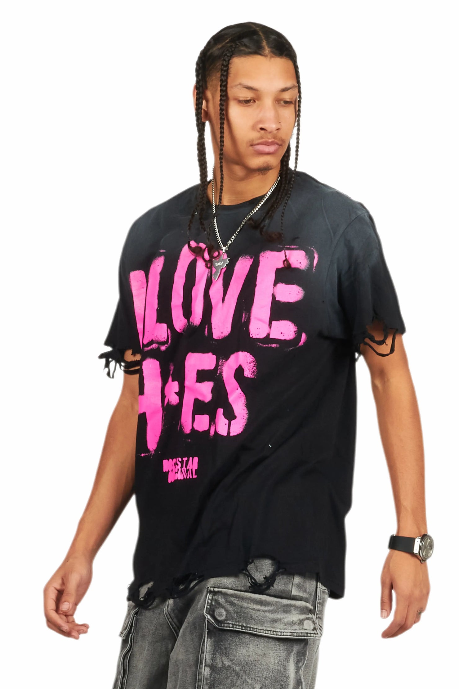 Banyan Black/Pink Graphic Oversized T-Shirt