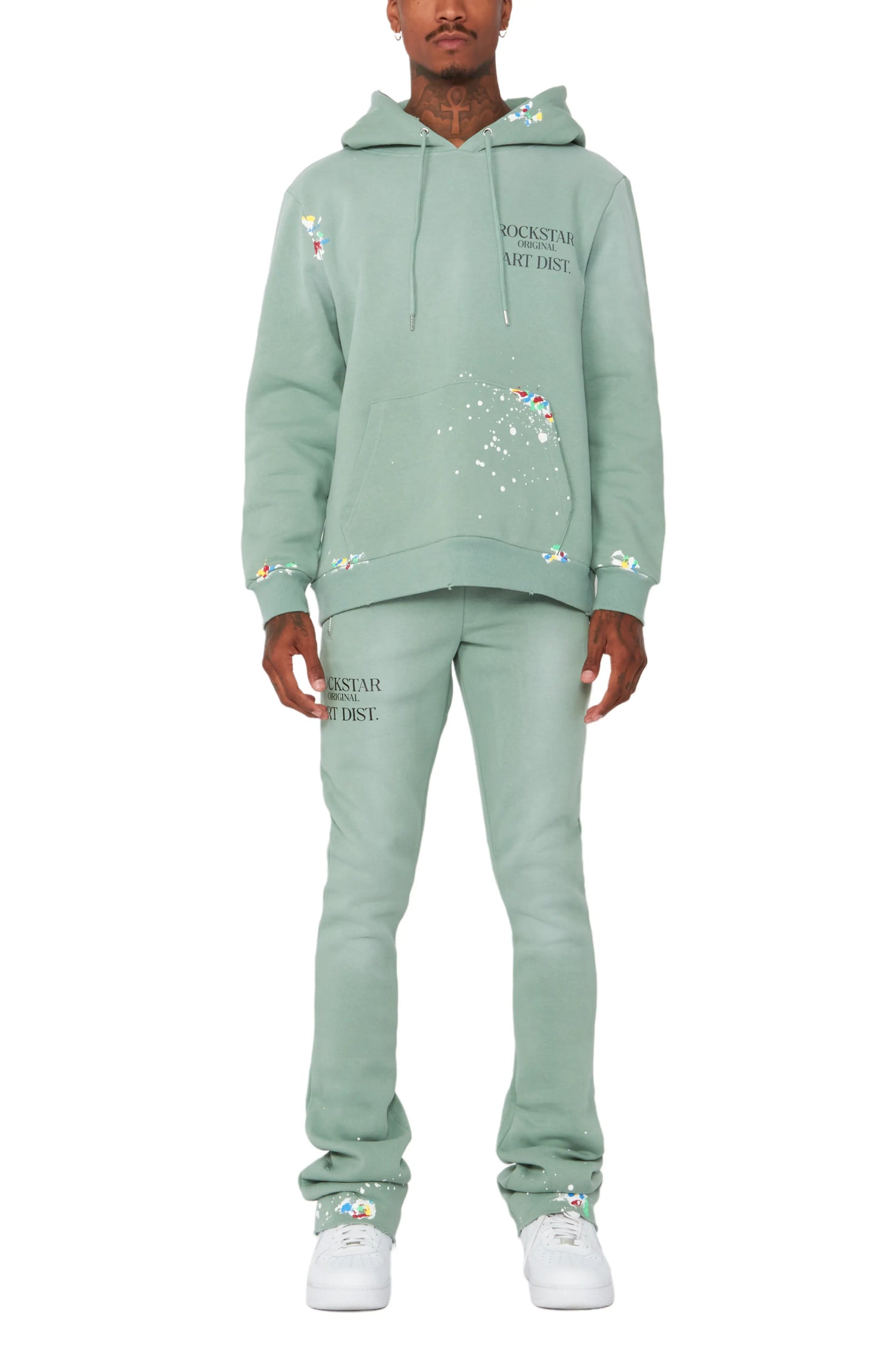 Rockstar Art Dist. Sage Hoodie/Stacked Flare Set