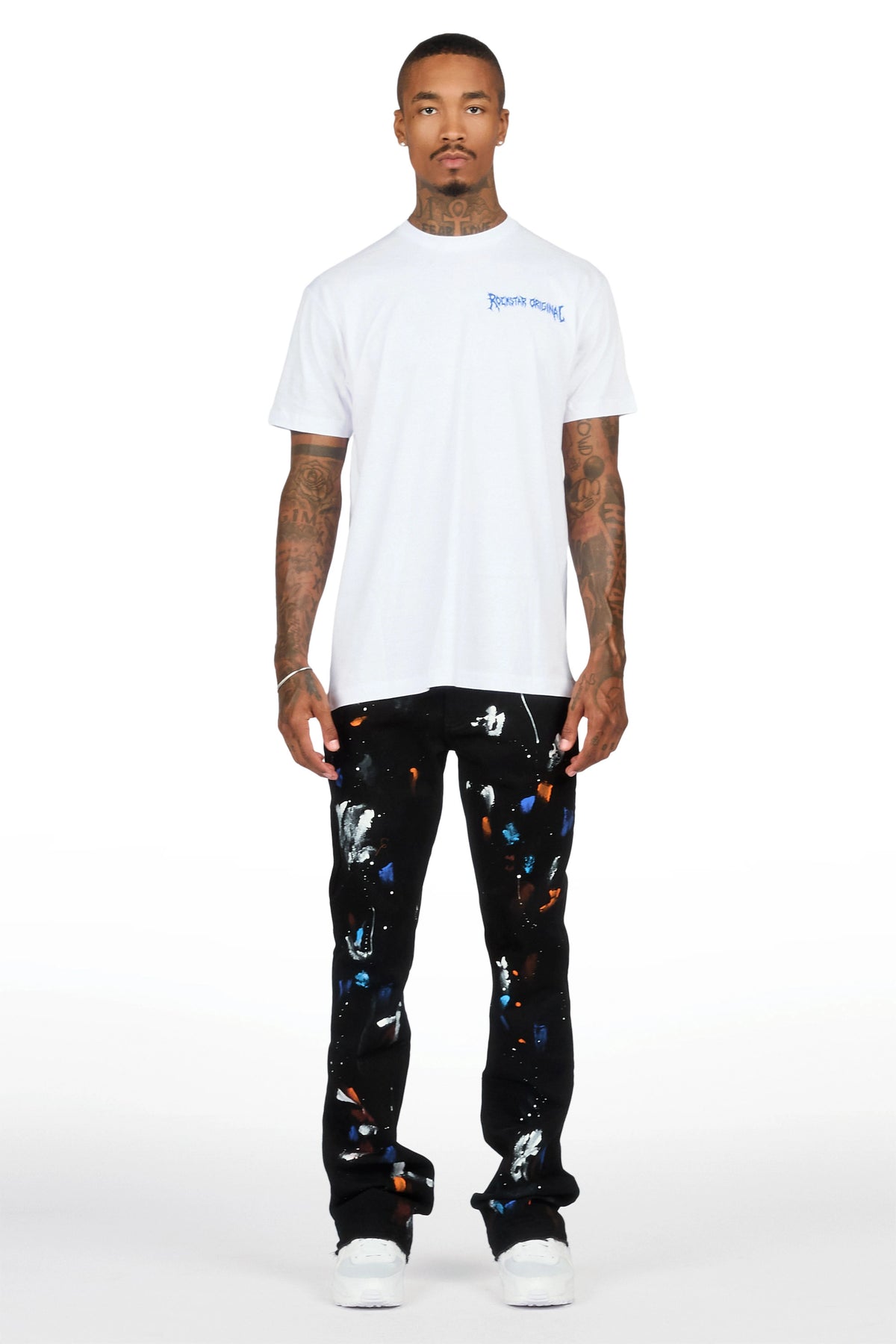 Canus Black Painter Stacked Flare Jean