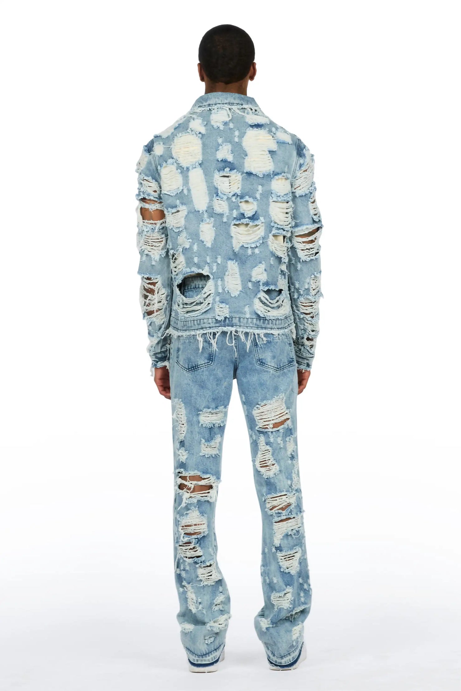 Faro Light Blue Denim Jacket/Stacked Flare Jean Set