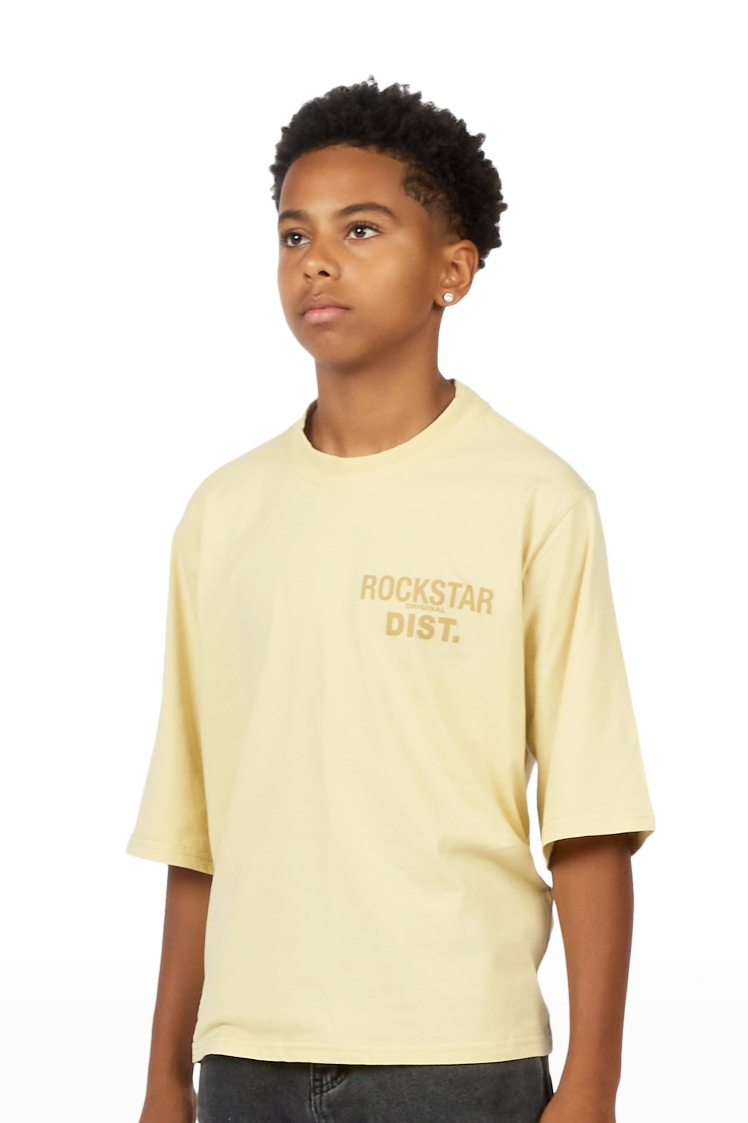 Boys Jolan Beige Boxy T-Shirt