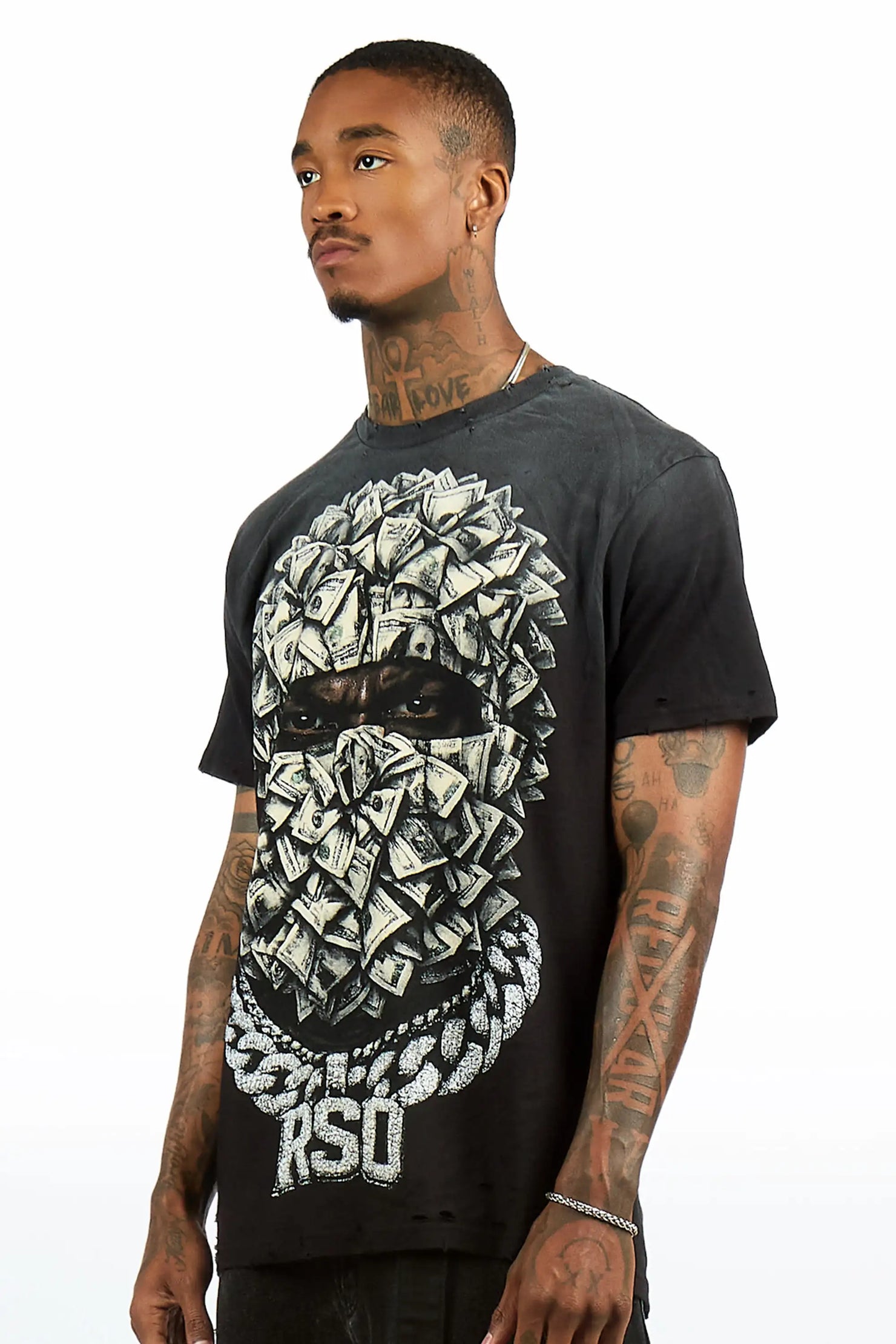Kairox Black Oversized Graphic T-Shirt