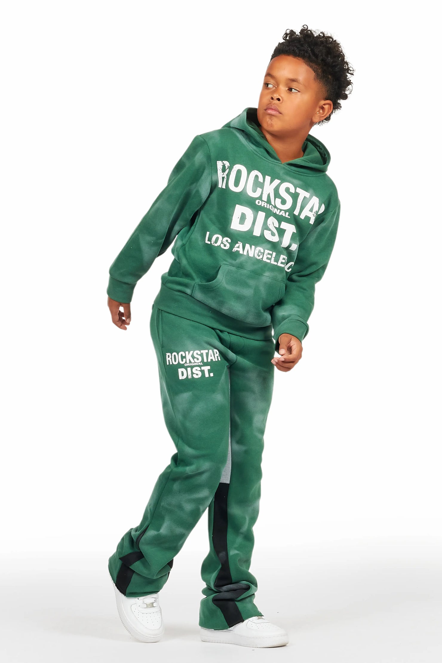 Boys Nelly Green Stacked Pant Set