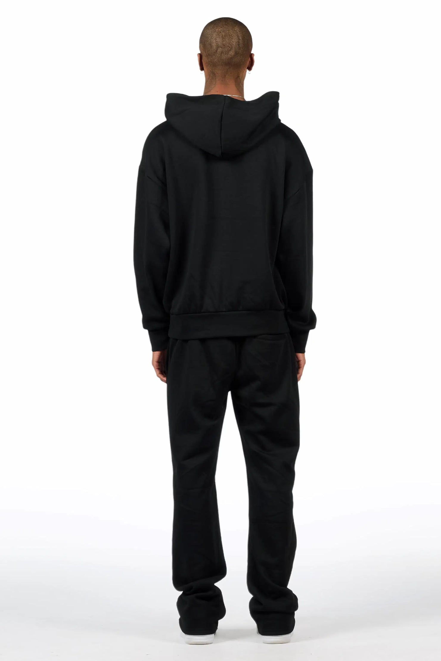 Basic Black Hoodie Relaxed Track Set