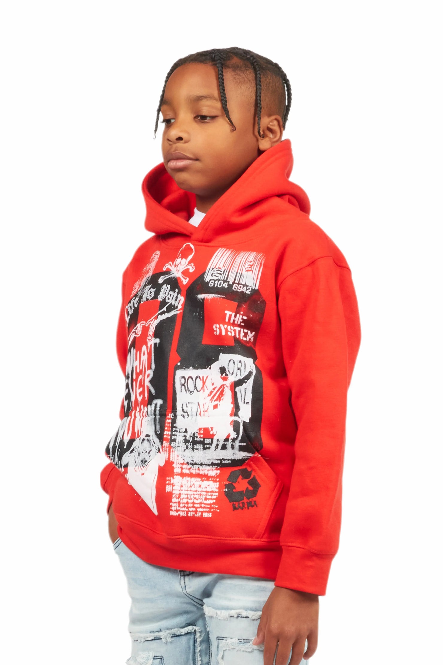 Boys Beau Red Graphic Hoodie
