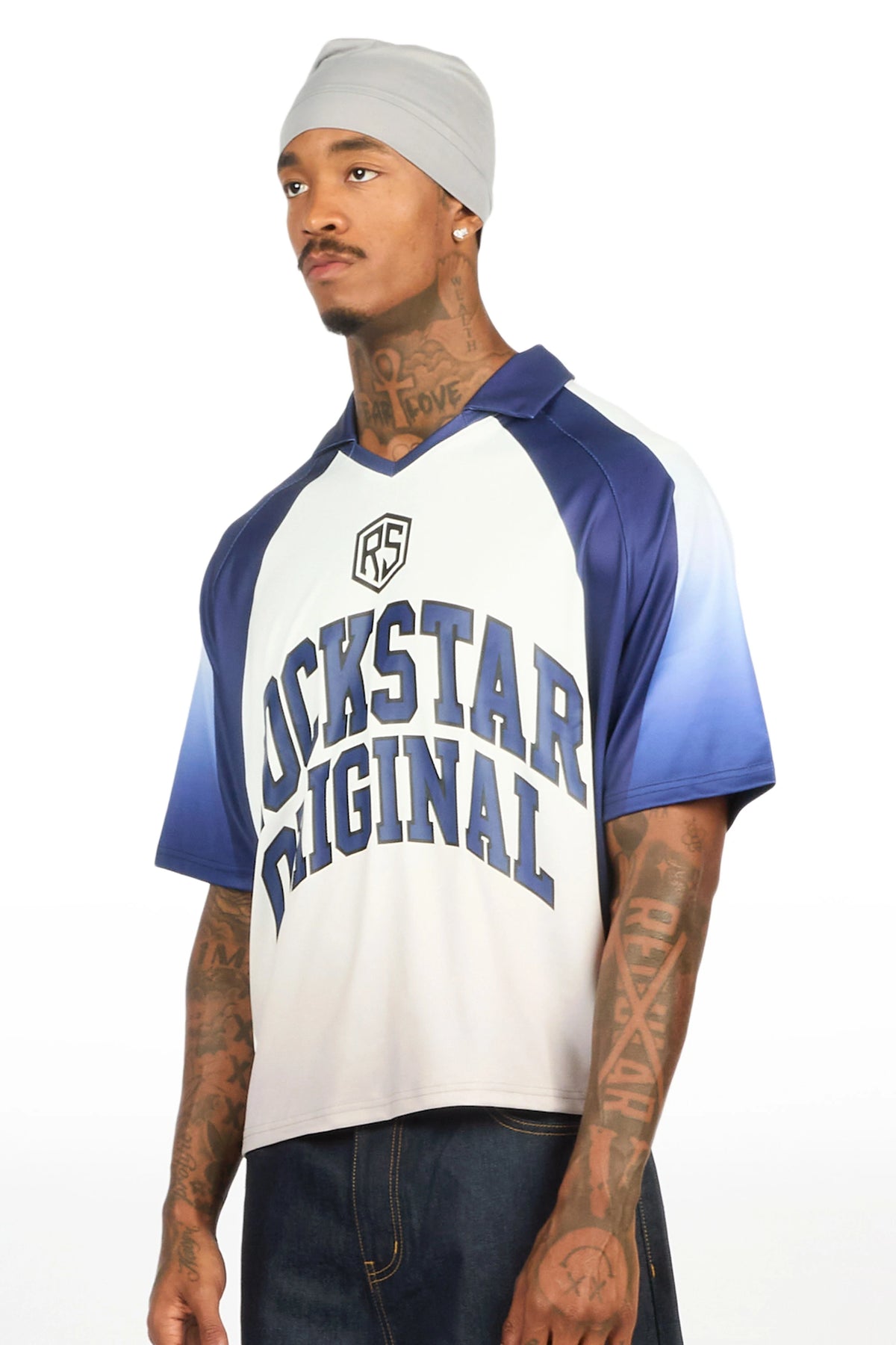 Ricco Blue/White World Soccer Inspired Graphic Jersey