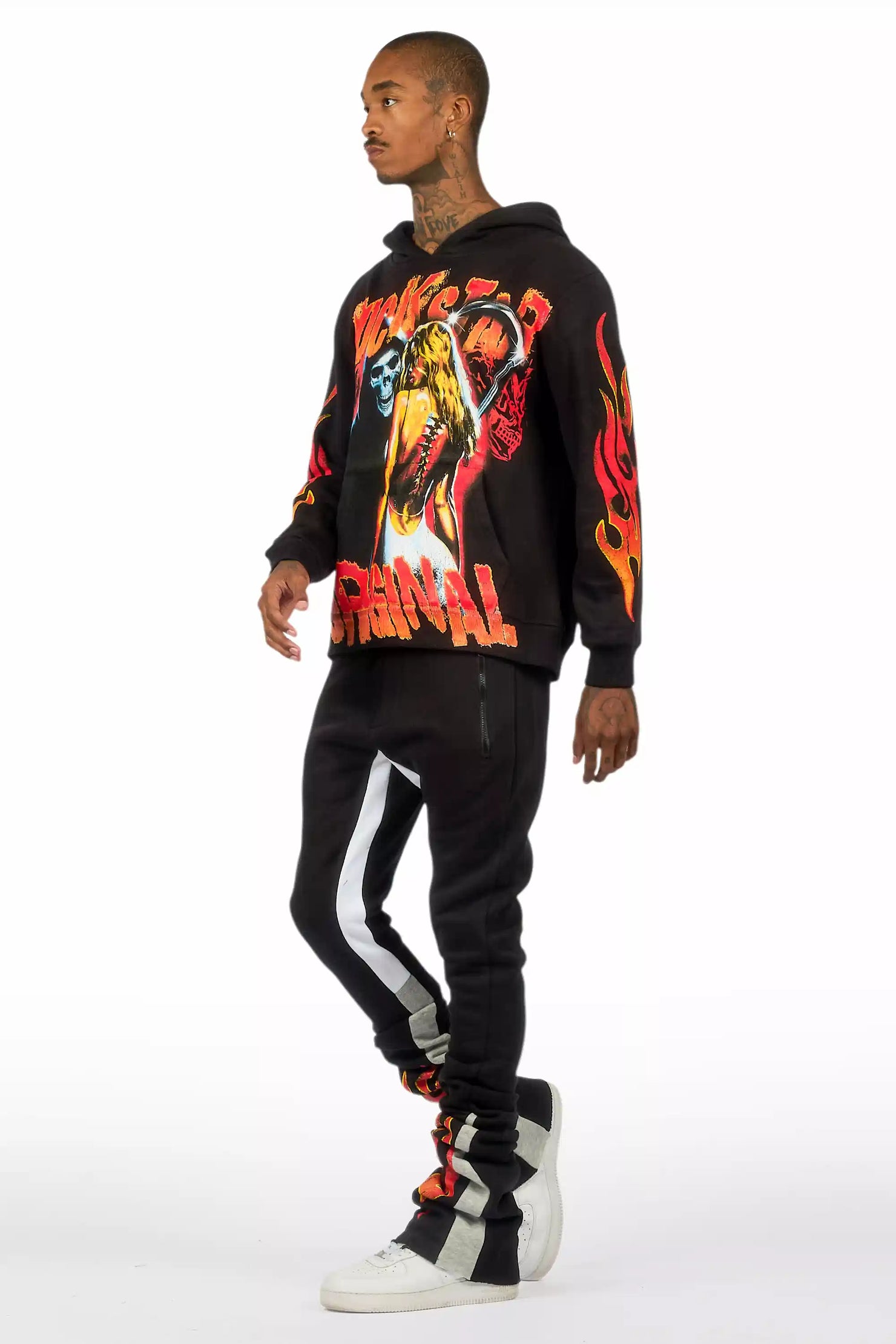 Zo Black/Orange Hoodie/Super Stacked Track Set