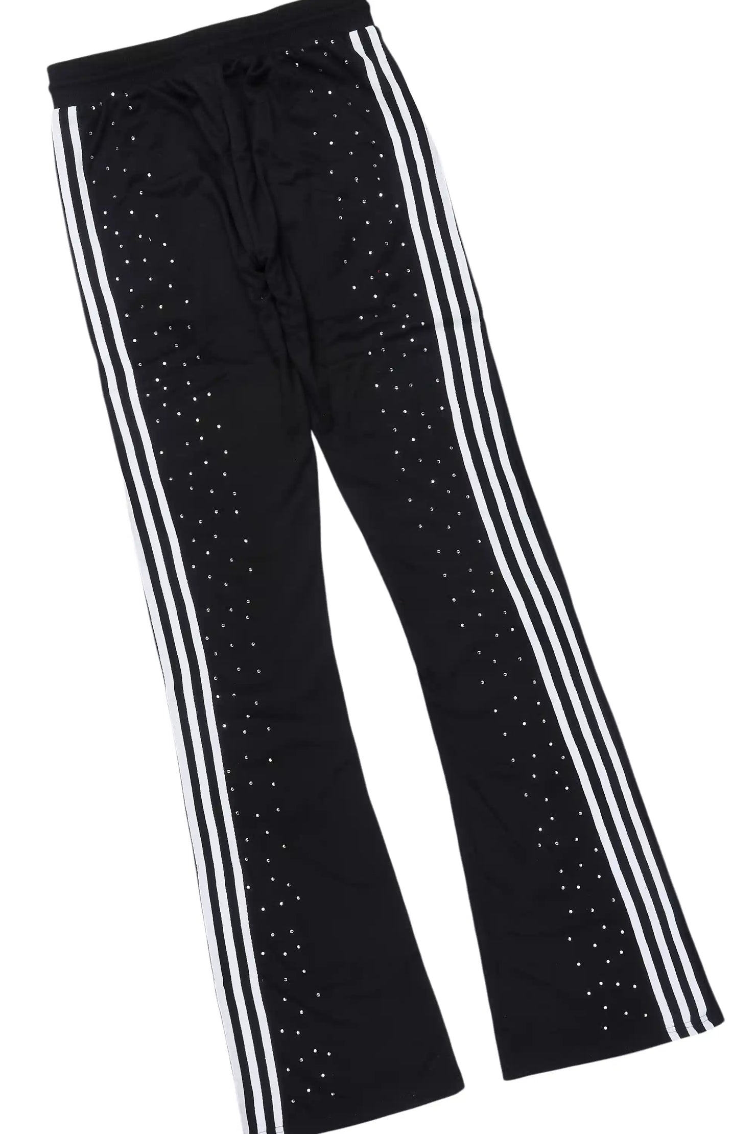 Tylla Black Rhinestone T-Shirt/Baggy Stacked Track Set