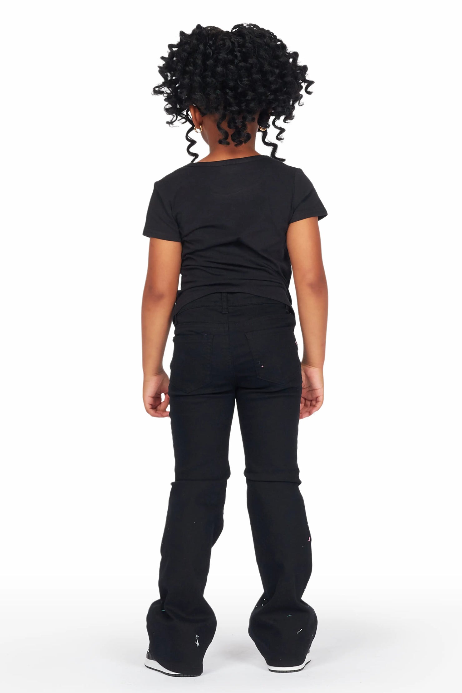 Girls Kalah Black T-Shirt Flare Jean Set