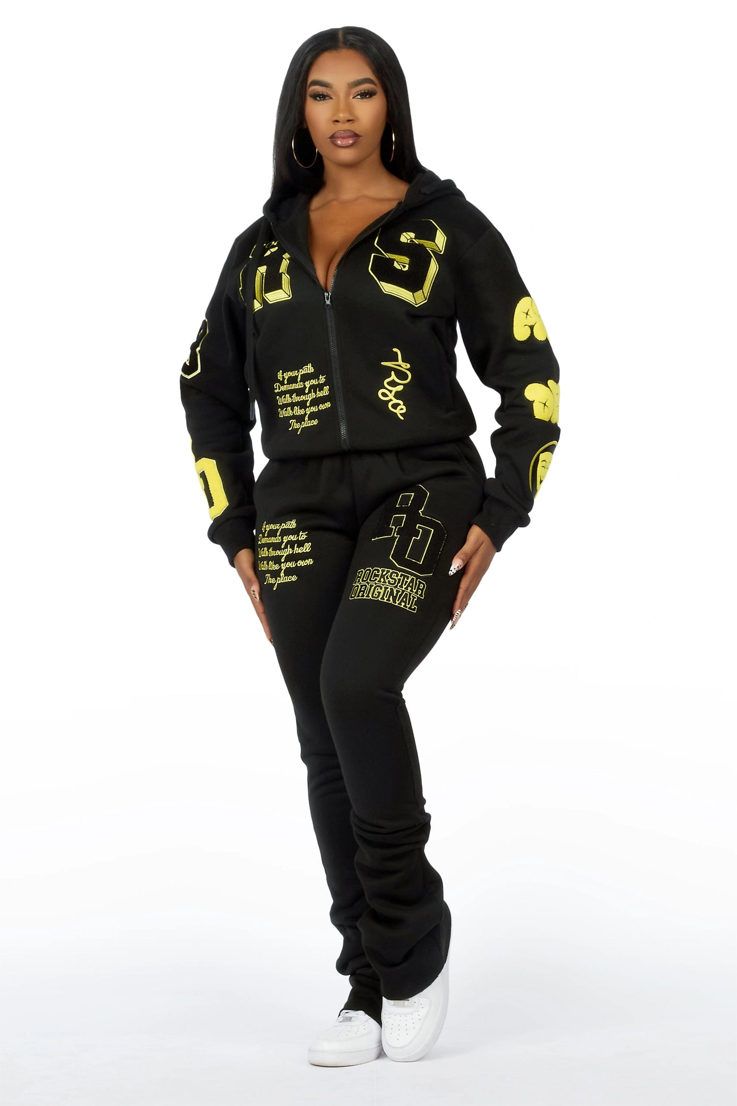 Leslee Black/Yellow Super Stacked Track Set