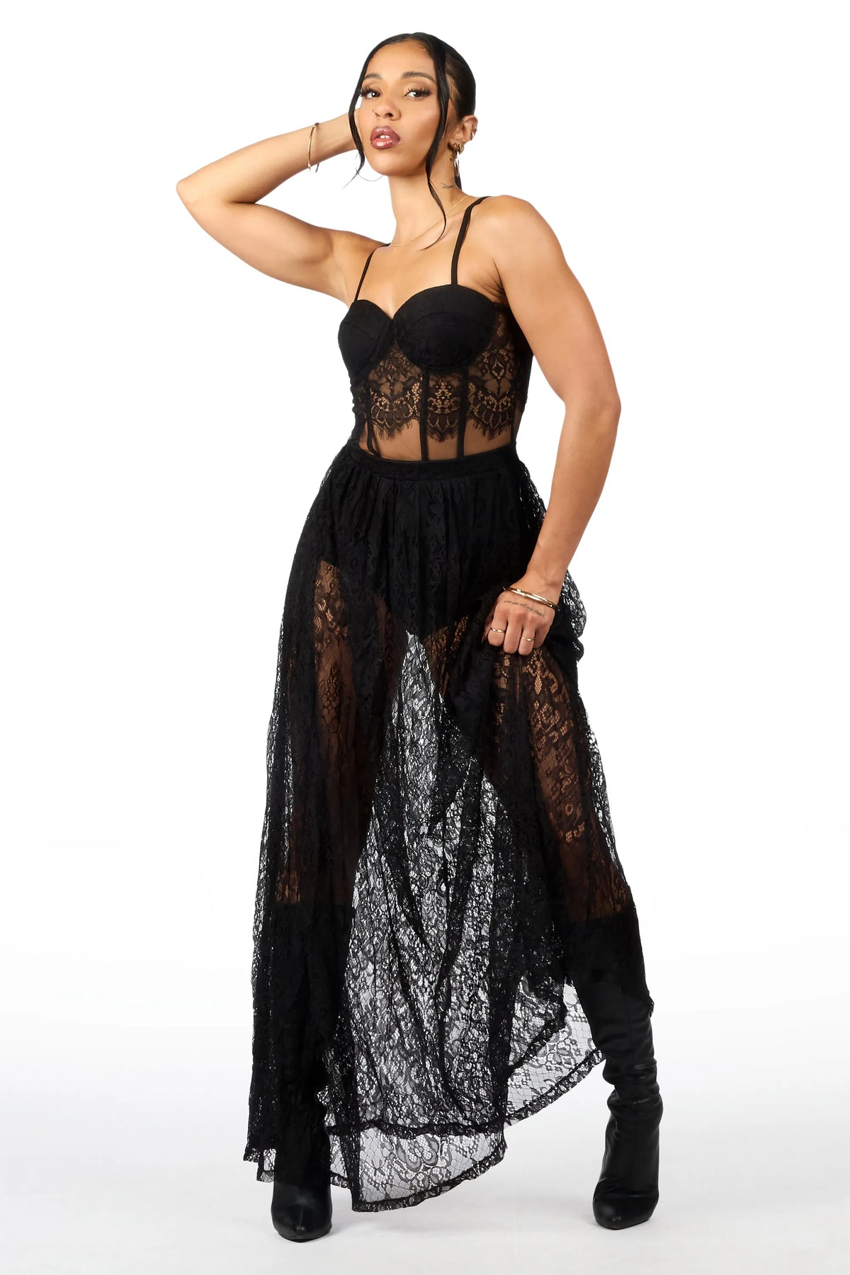 Max'd out Lace Black Maxi Dress