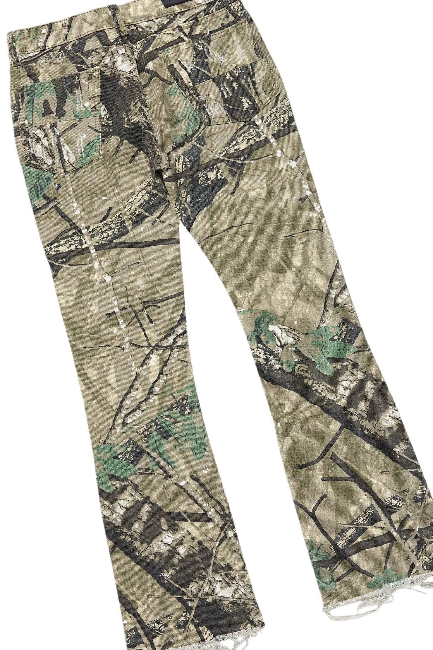 Girls Aimee Tree Camo/Grey Hoodie/Stacked Flare Jean Set