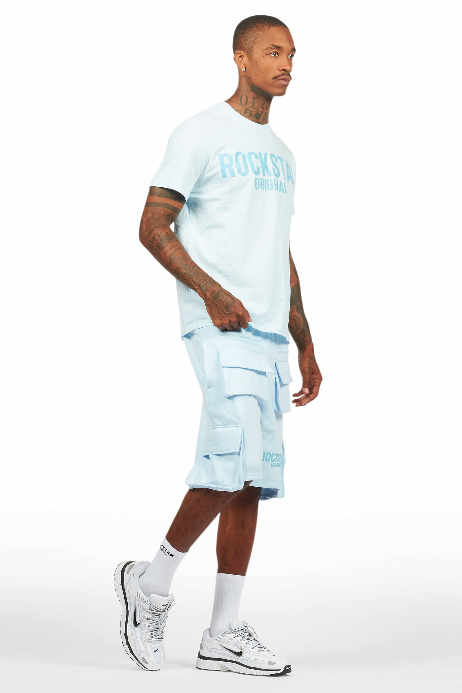 Sana Baby Blue/Blue T-Shirt Cargo Short Set