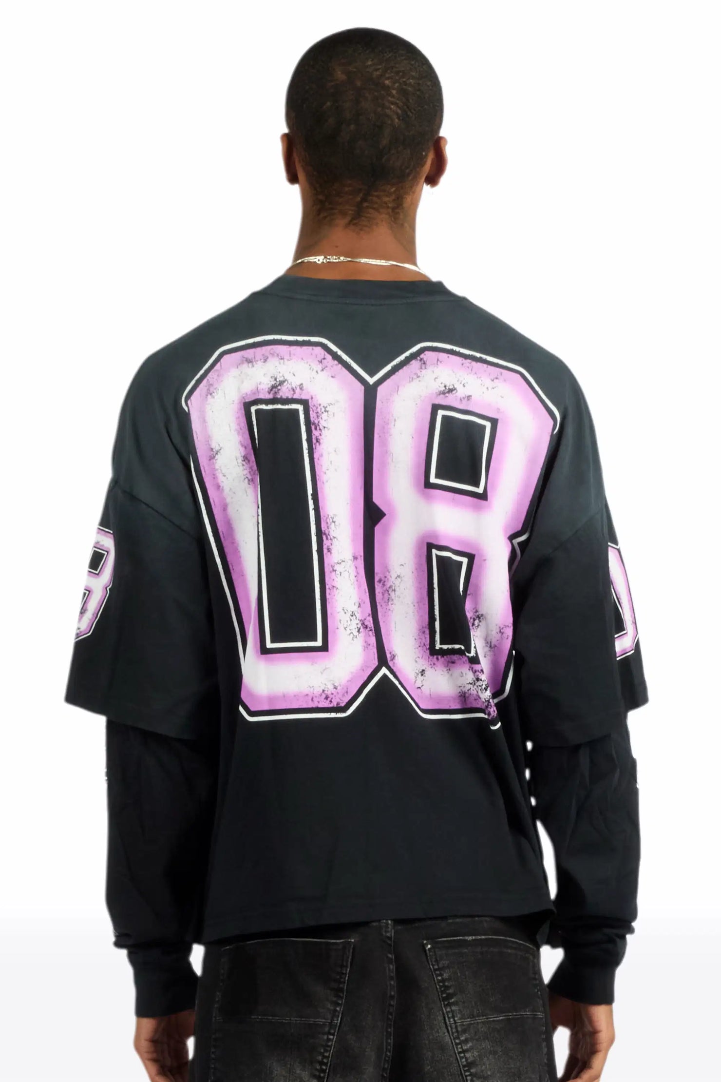 Fields Black/Purple Double Layer Long Sleeve Graphic T-Shirt