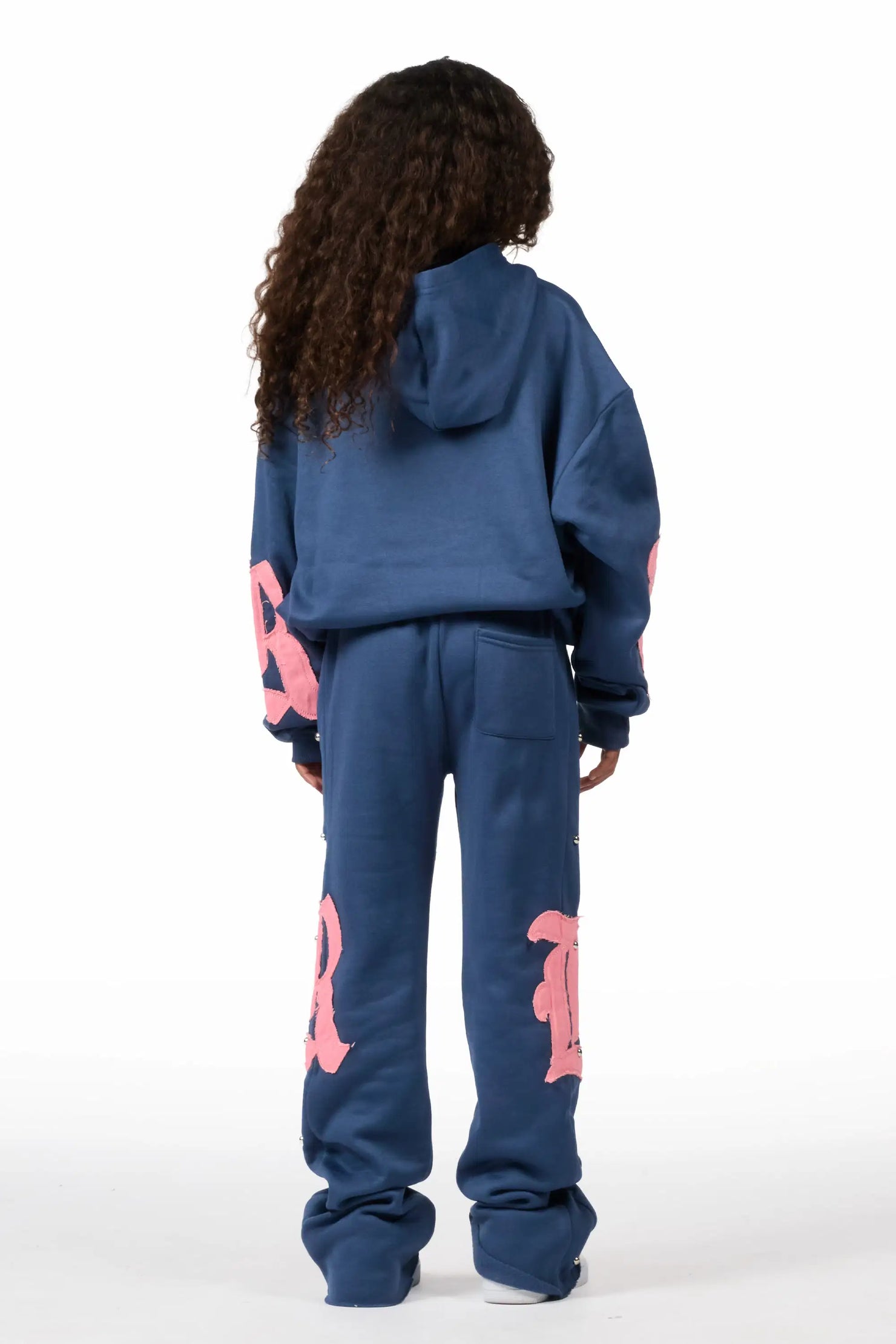 Girls Shironda Navy/Pink Stacked Track Set
