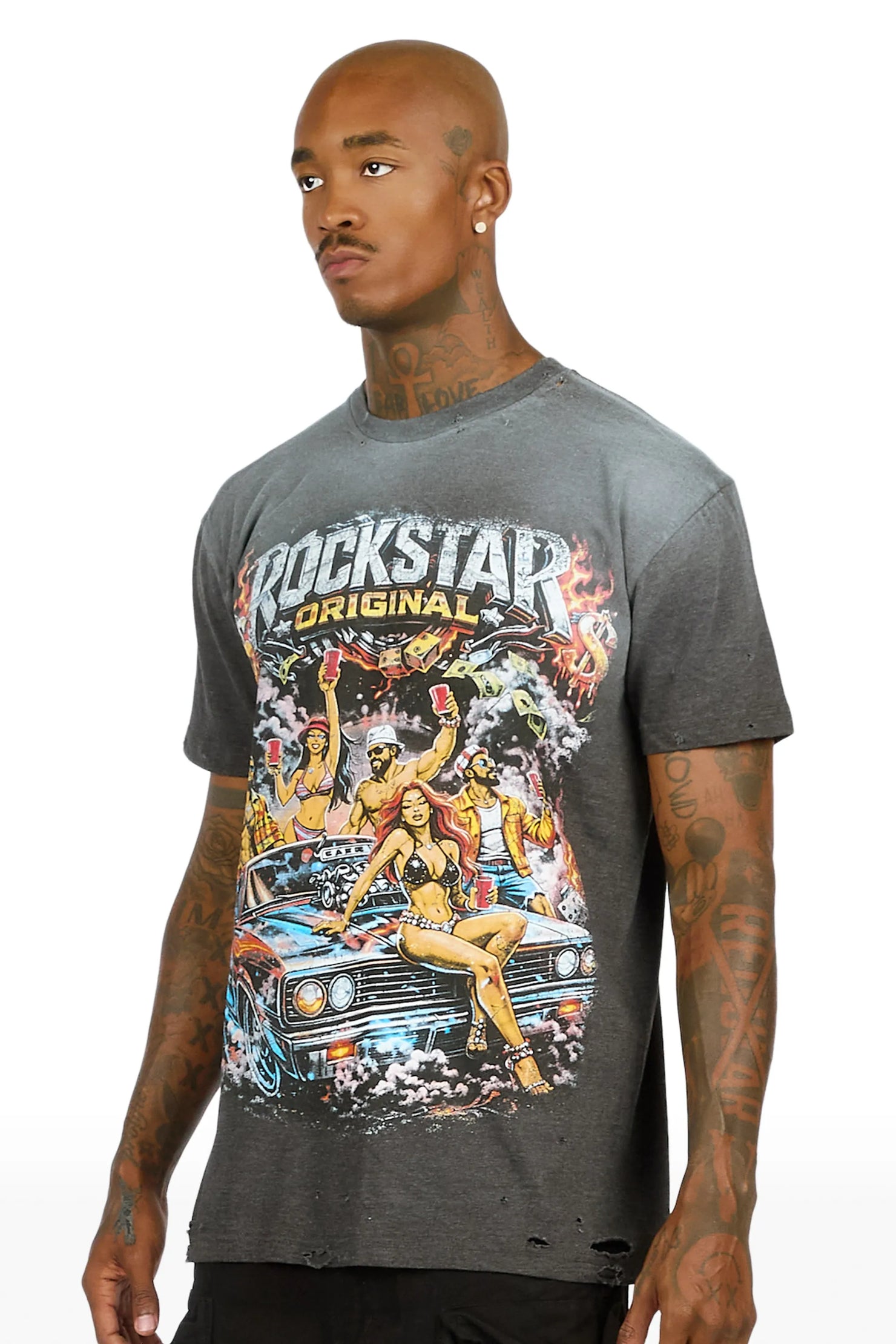 Wilzon Charcoal Oversized Graphic T-Shirt