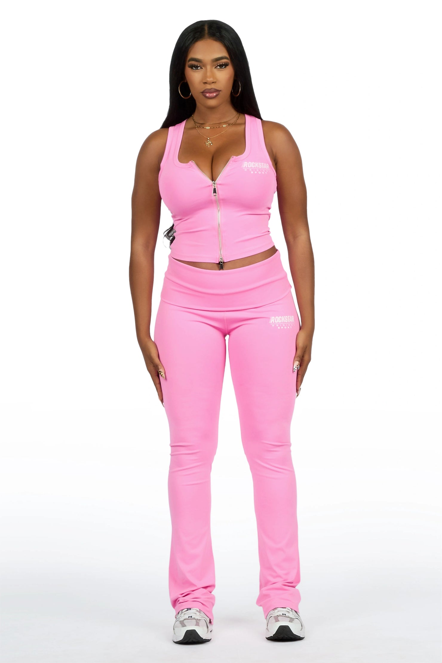 Colleen Pink Tank Flare Pant Active Set
