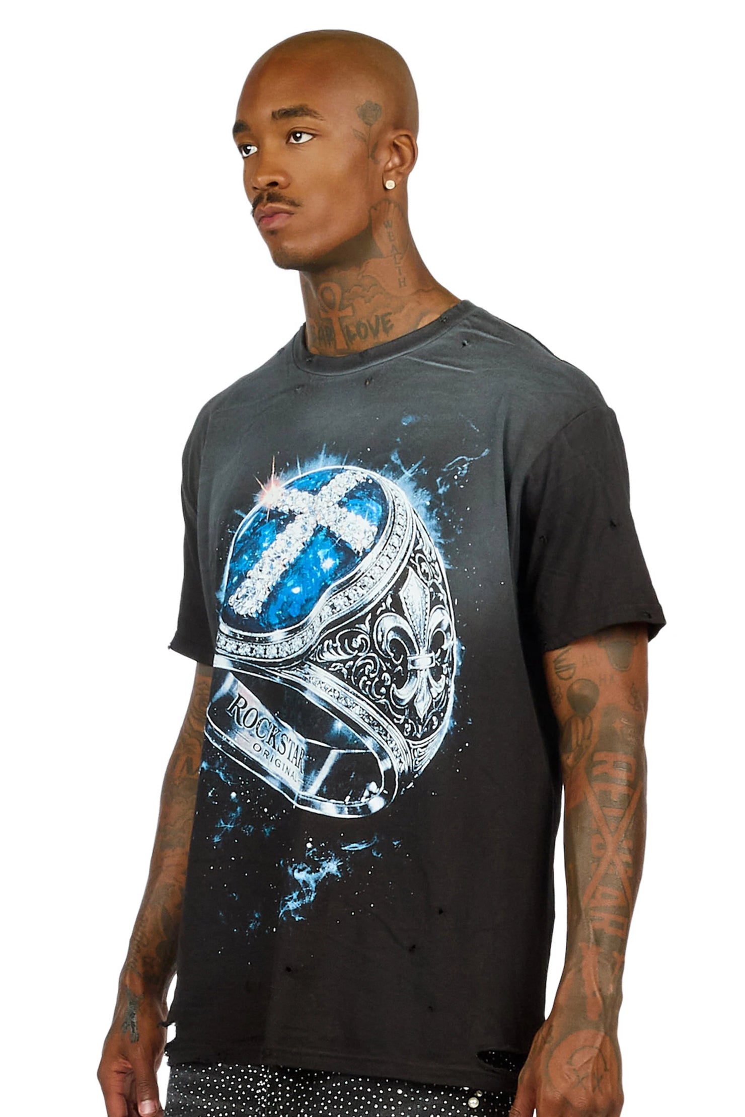 Zamie Black Oversized Graphic T-Shirt