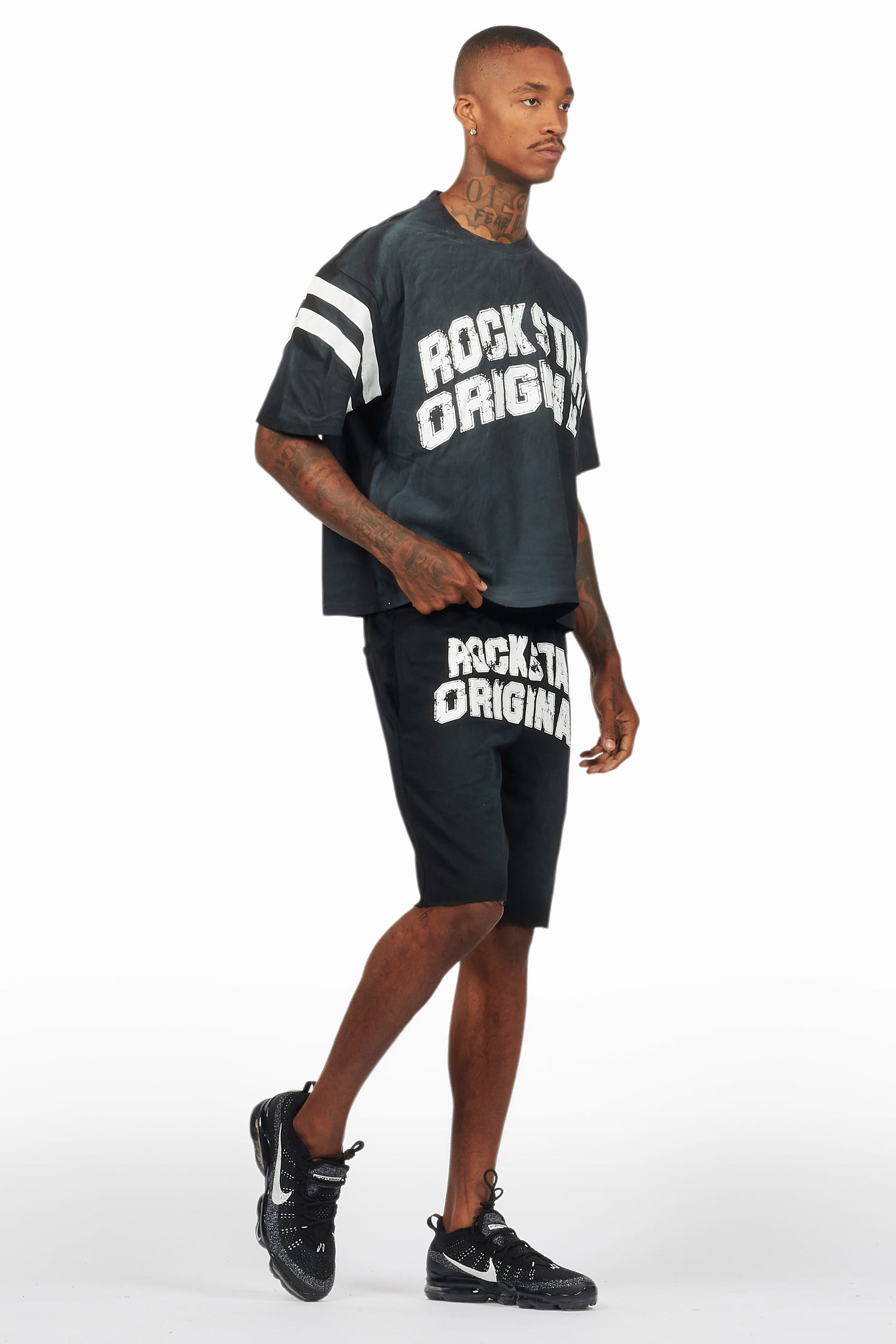 Tumo Black Crop Boxy Tee Short Set