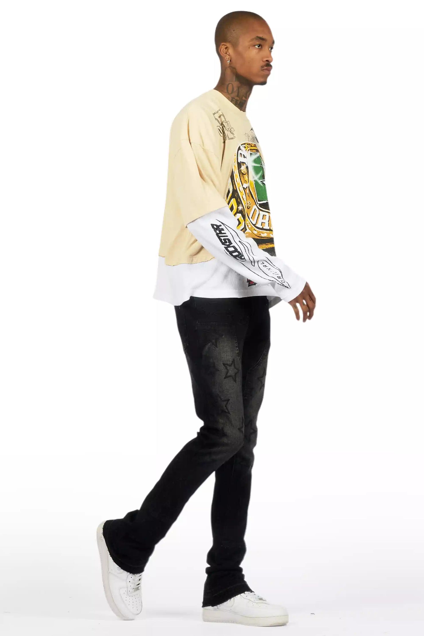 Starship Dark Grey Stacked Flare Jean