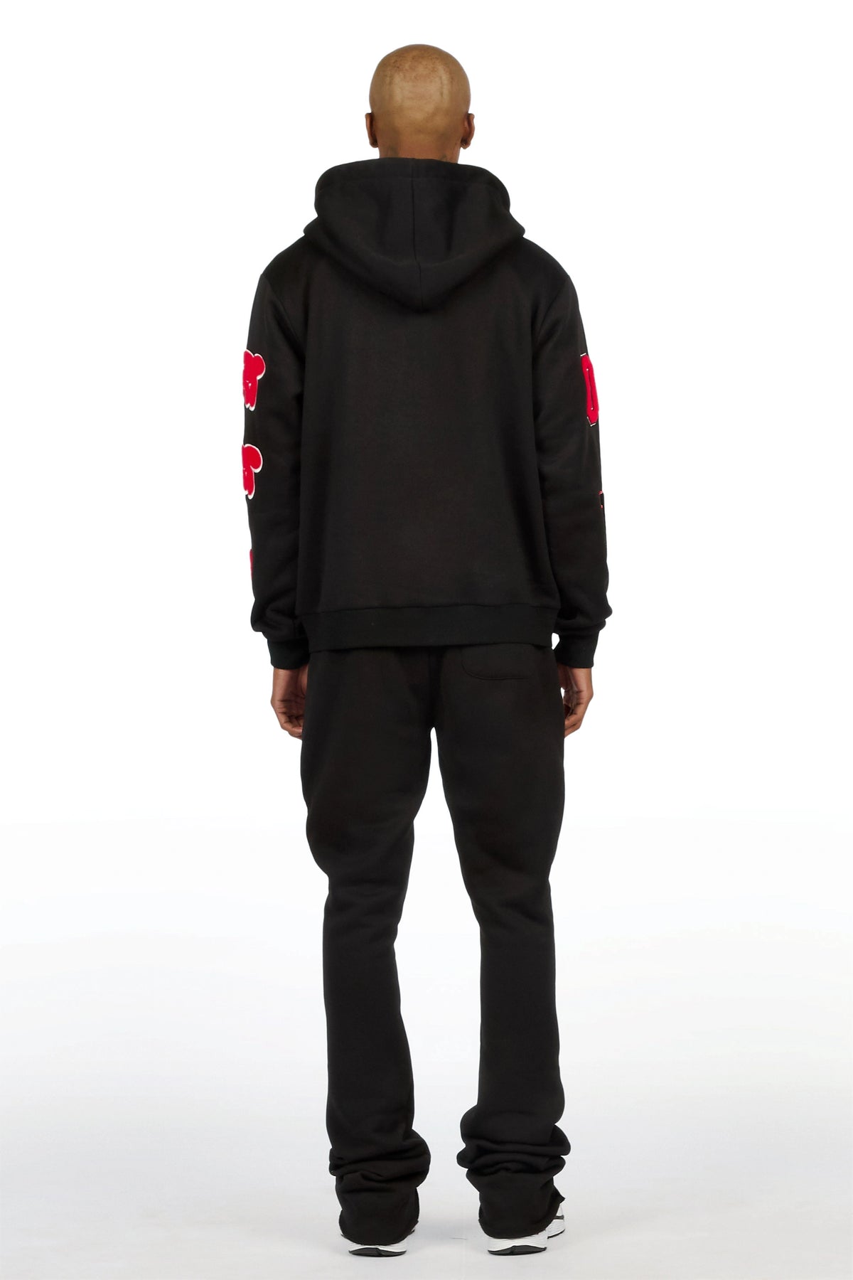 Leslaw Black/Red Zip Up Hoodie Stacked Track Set