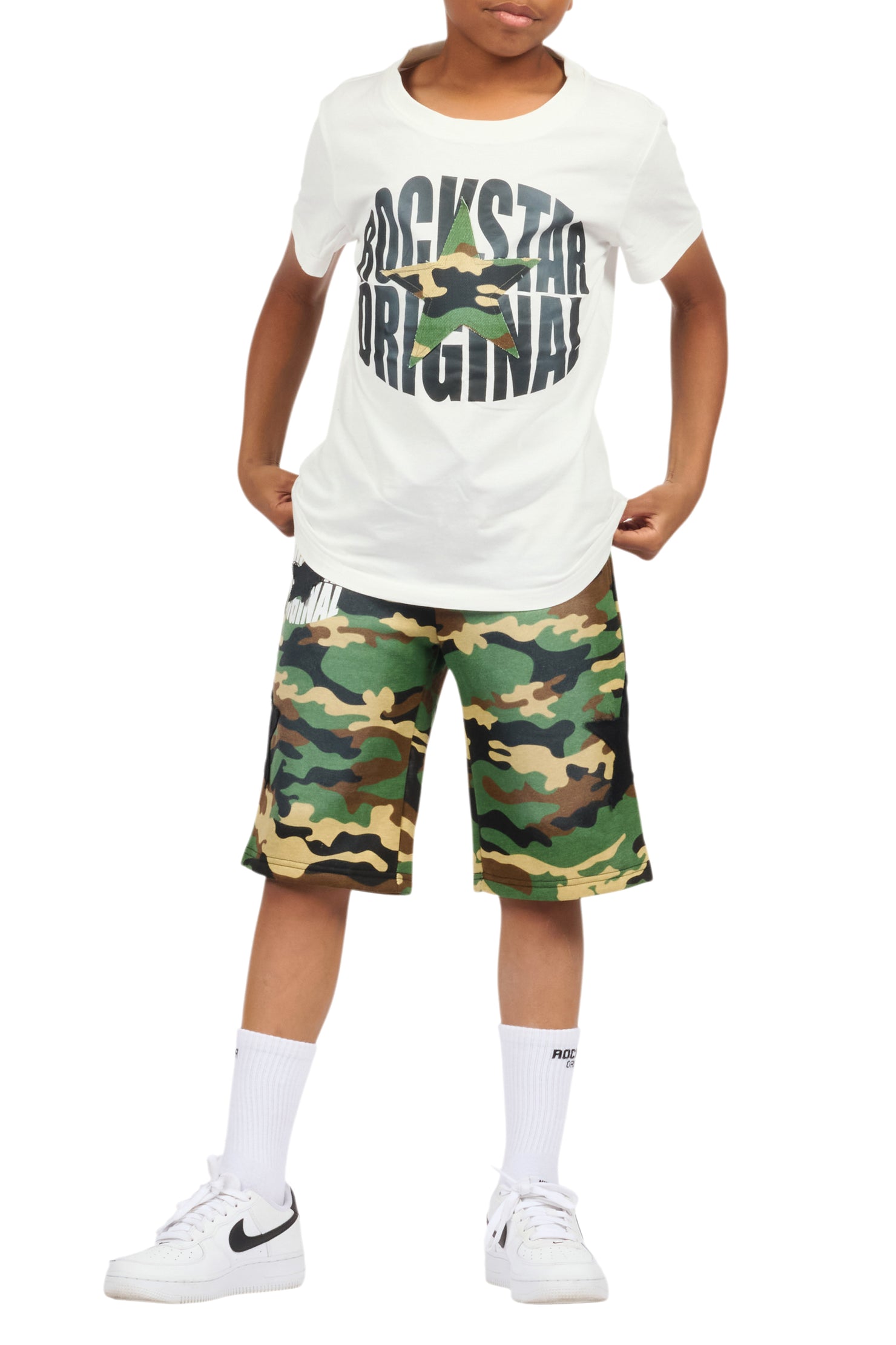 Boys Sarge White/Camo T-Shirt/Short Set