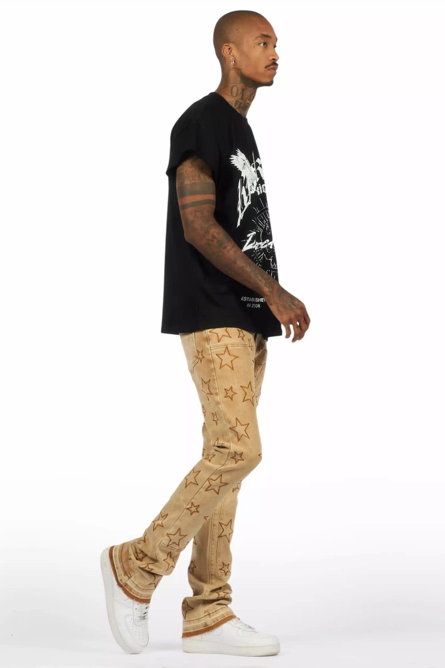 Starship Beige Stacked Flare Jean