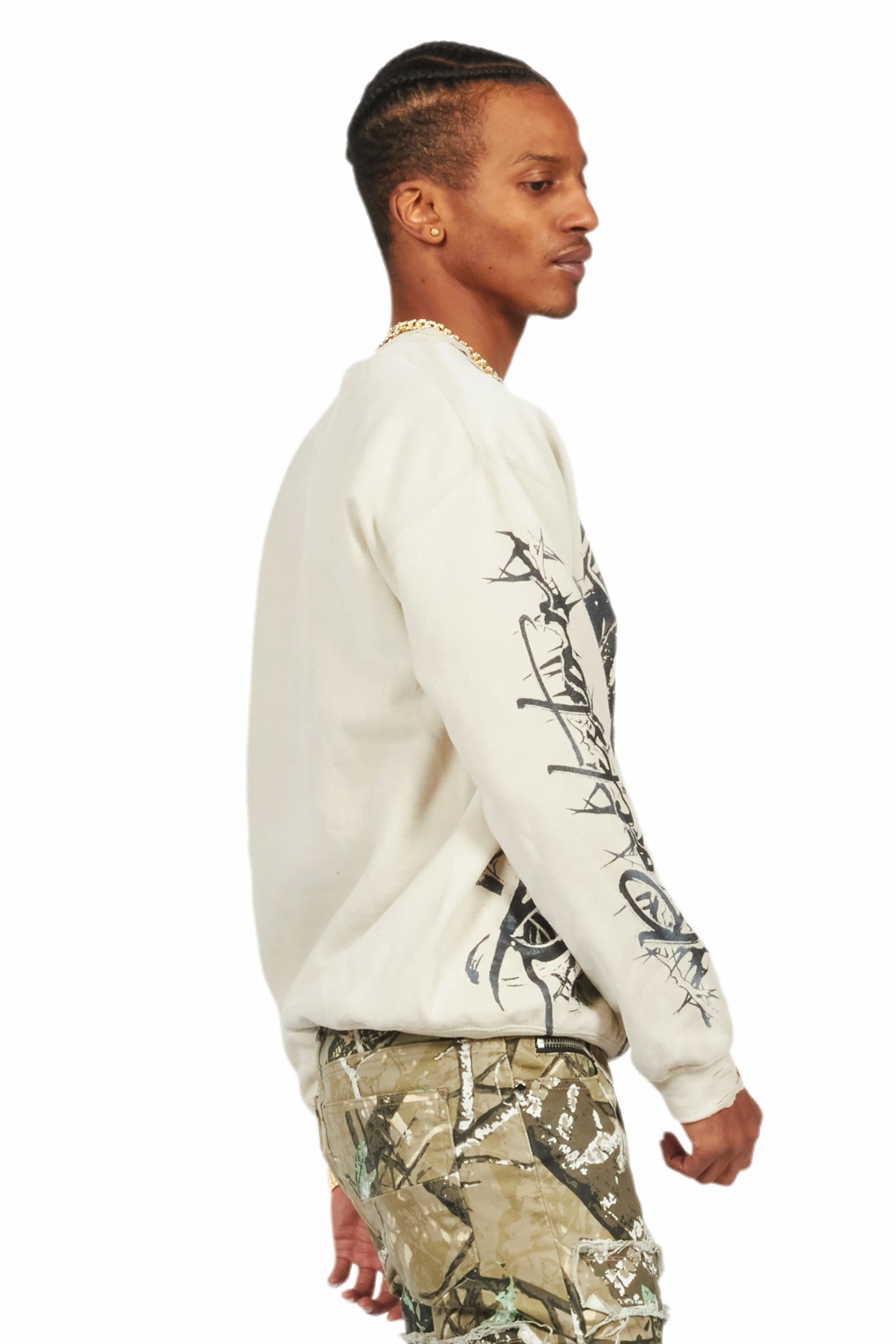 Bedros Beige Graphic Crewneck