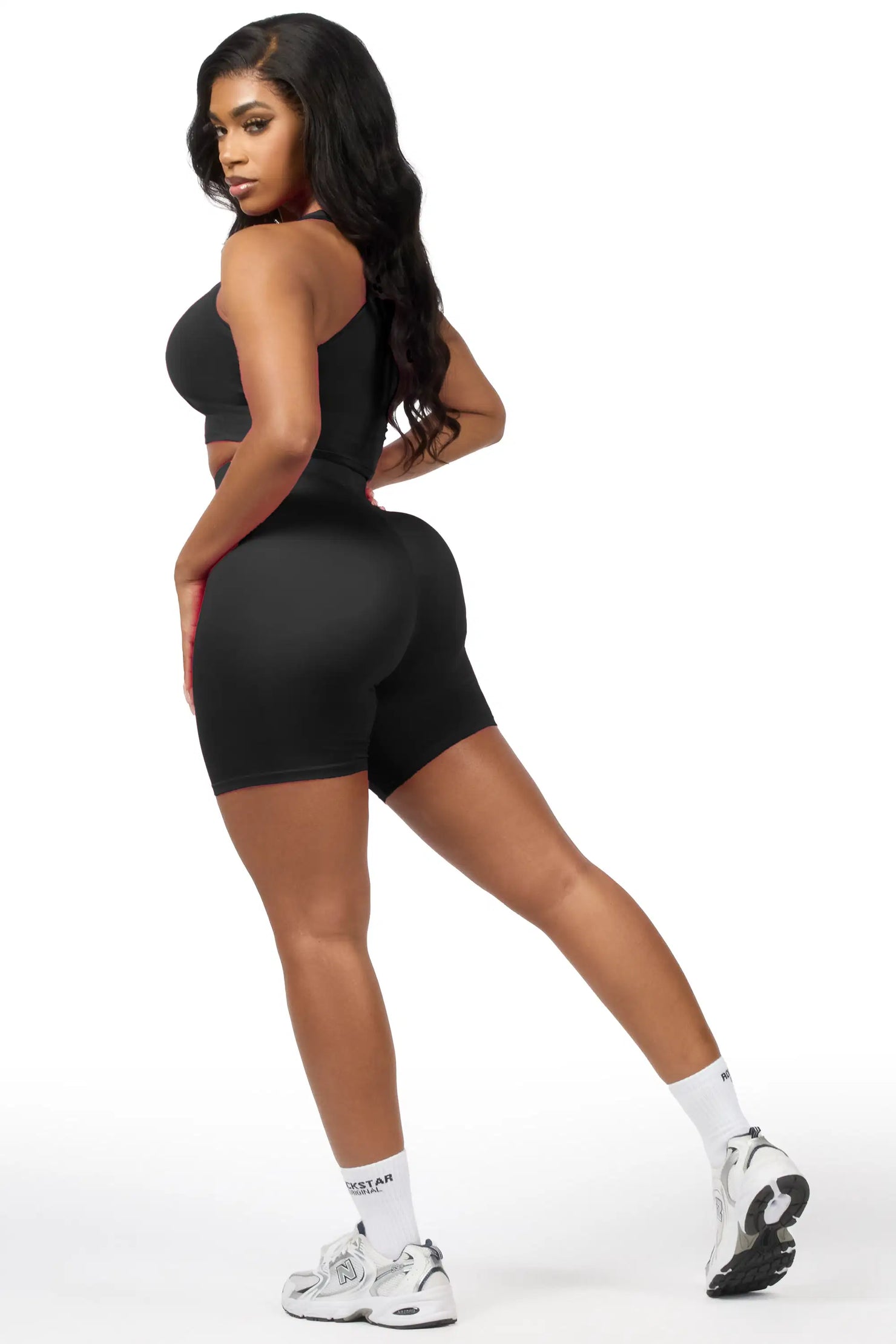 Mishauna Black Rhinestone Bike Short Set