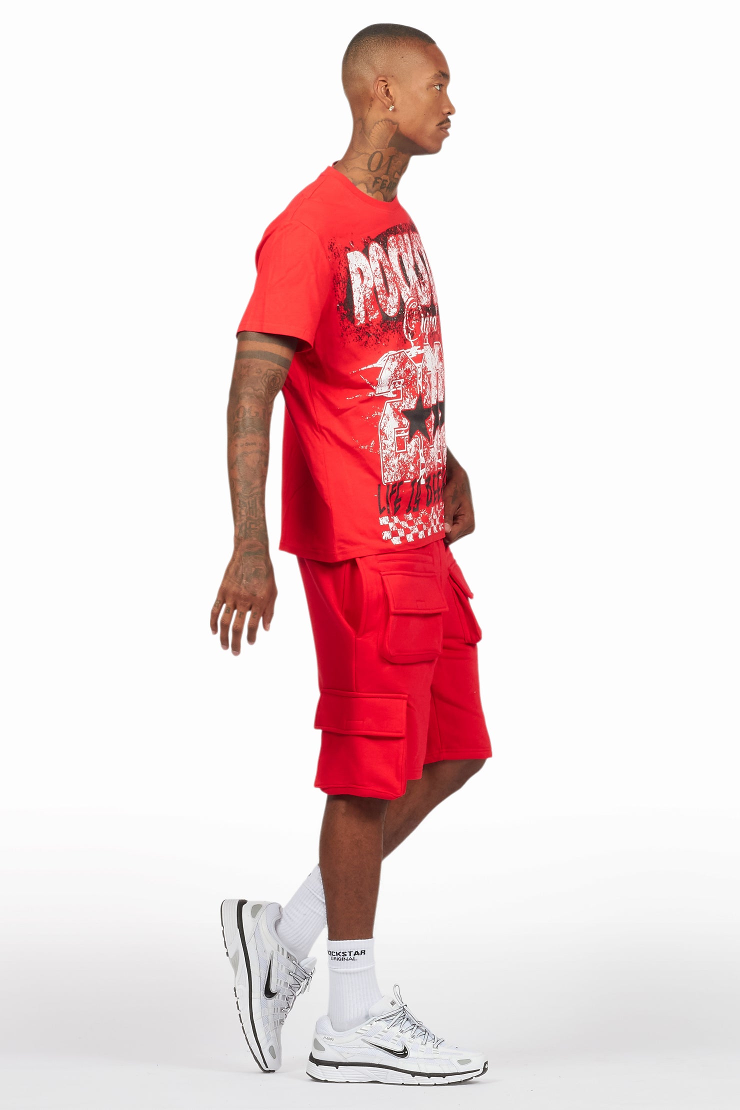 Racing Grung Red/Black T-Shirt Cargo Shorts Set