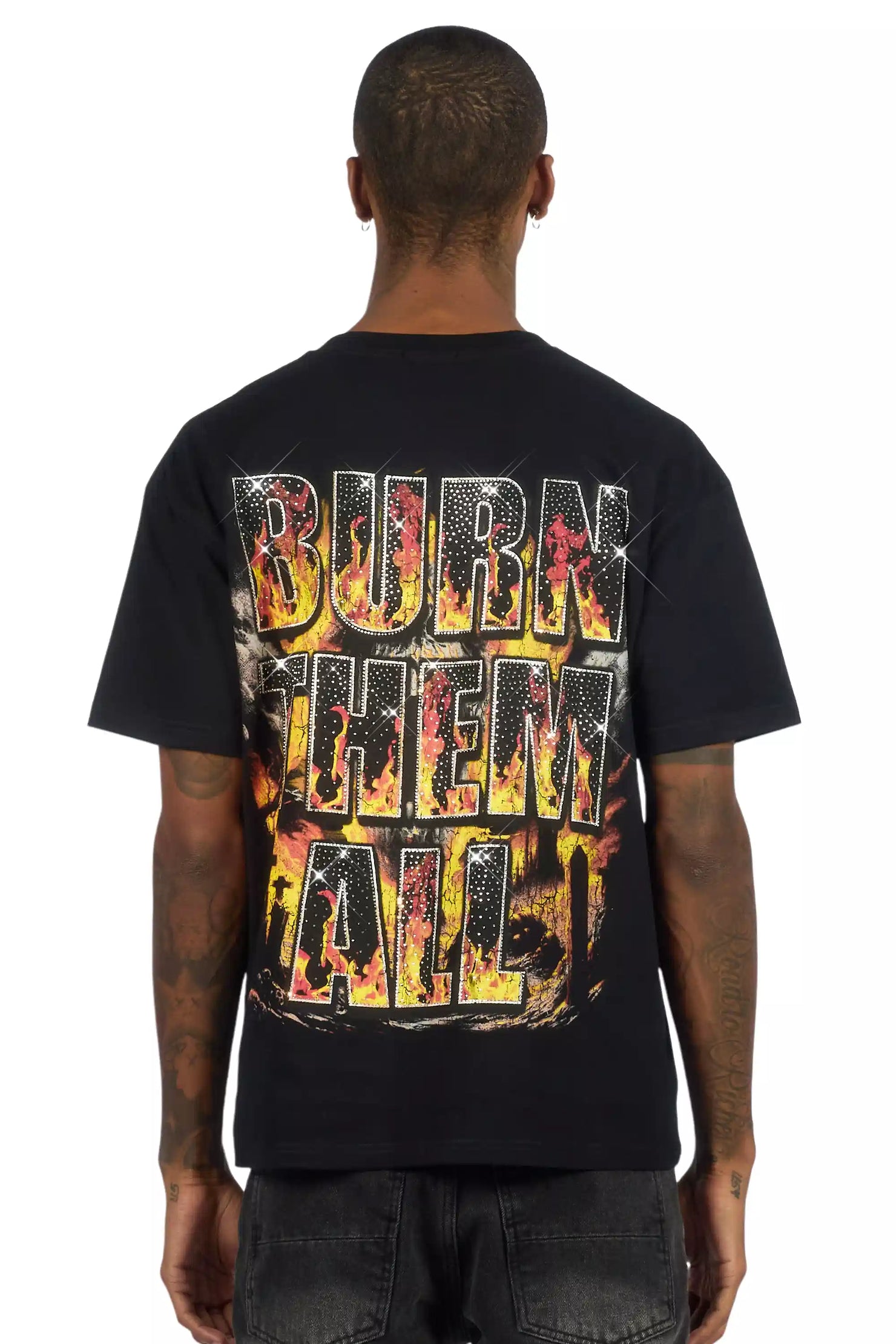 Brun Black Graphic Rhinestone T-Shirt