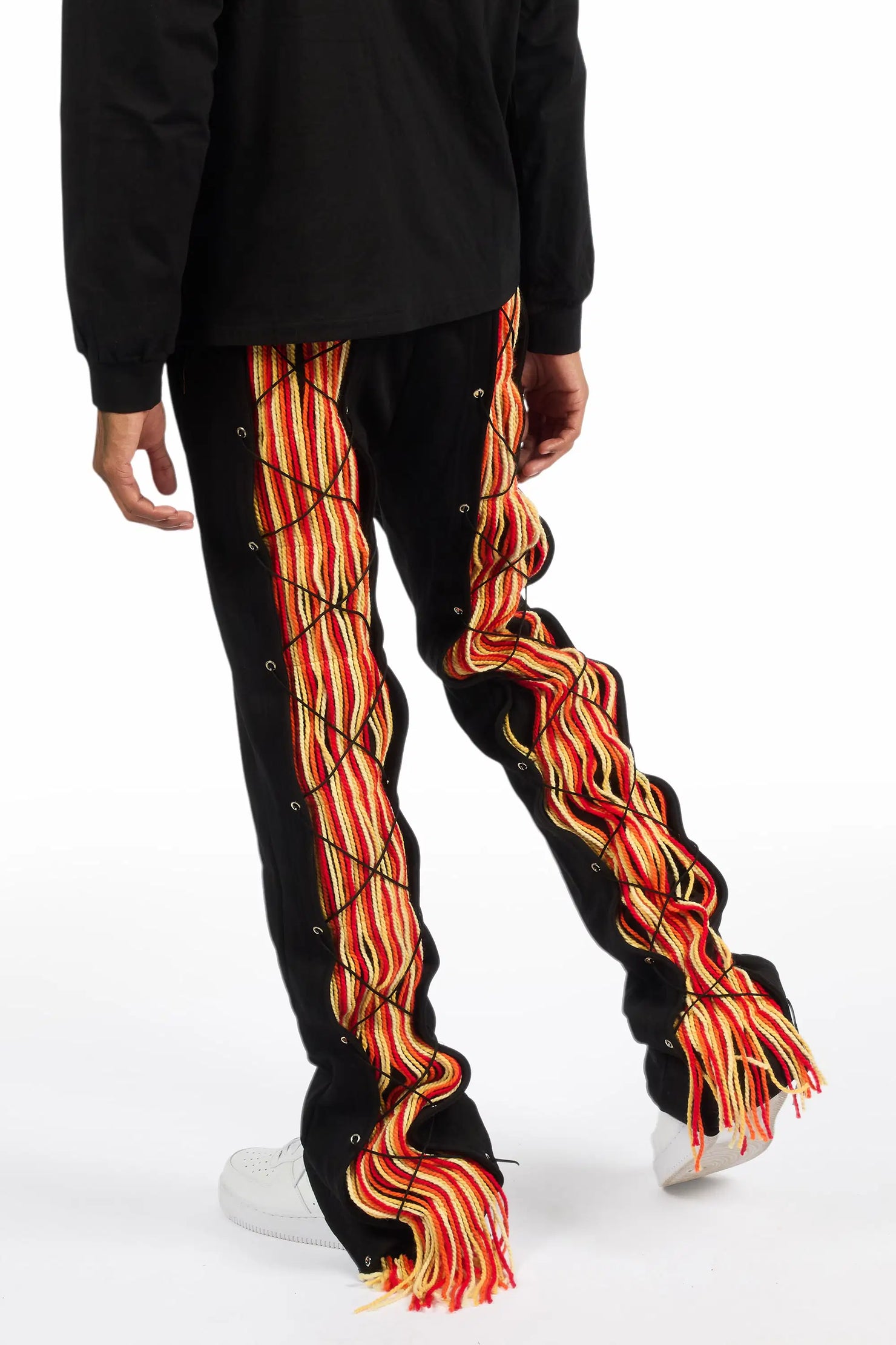 Antal Black Long Sleeve T-Shirt/Baggy Stacked Track Set