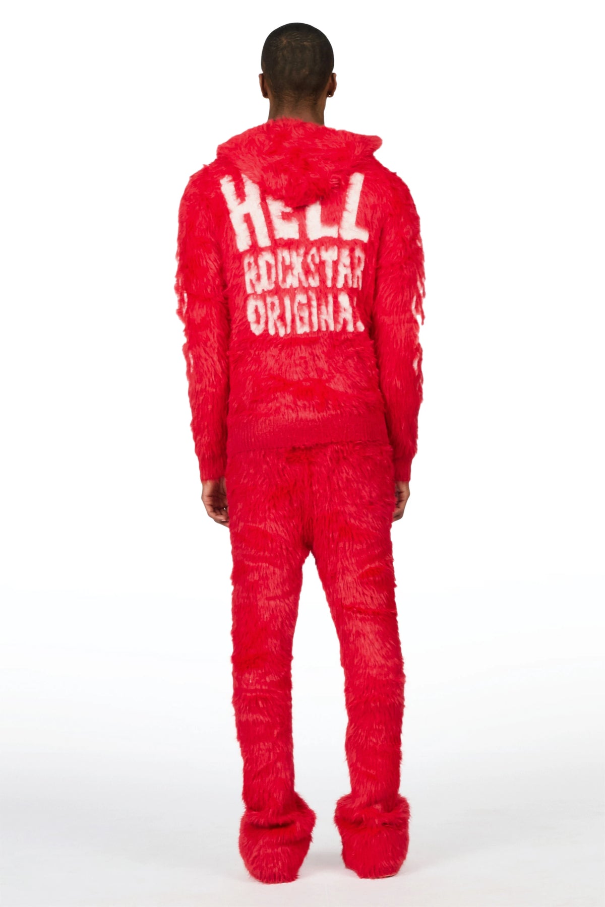 Toshio Red Stacked Flare Knitted Mohair Track Set