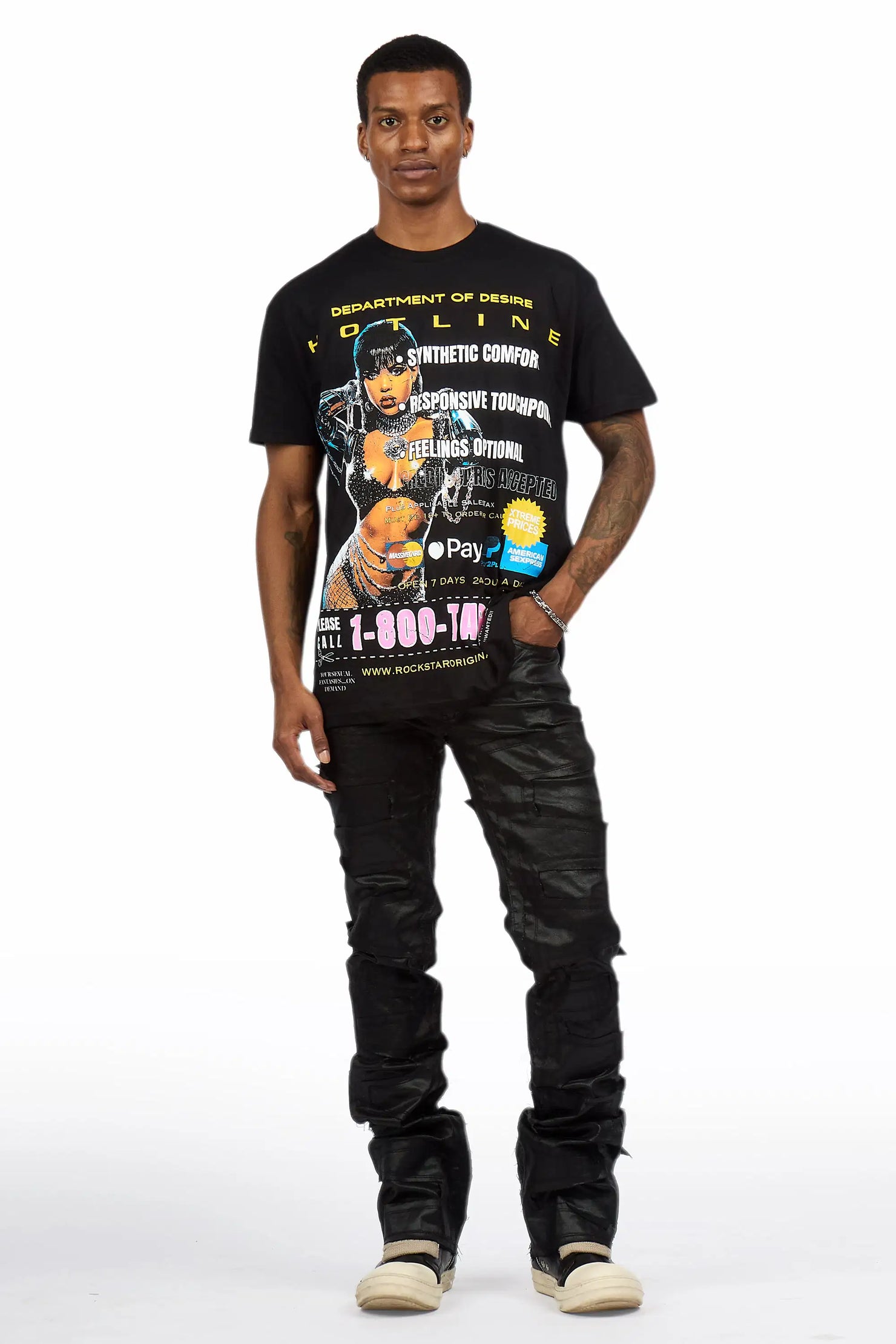 Shake Black Coated Stacked Flare Jean
