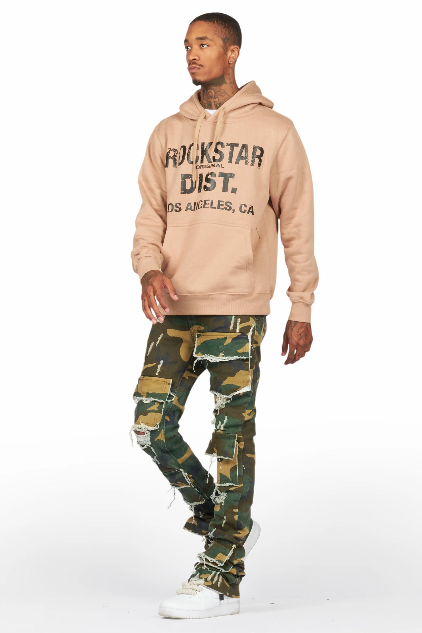 Lake Khaki Hoodie & Petrus Stacked Flare Jean Bundle