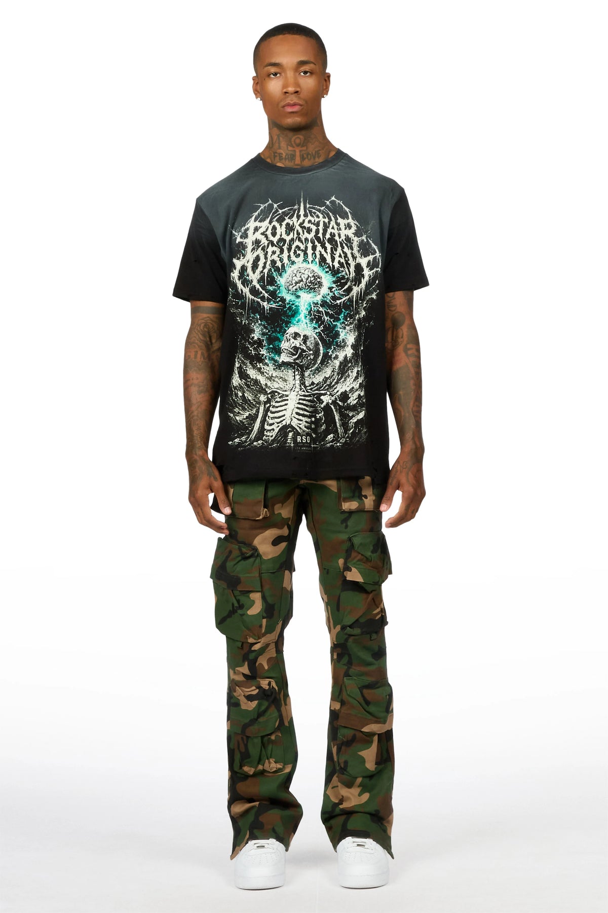 Shepard Camo Cargo Stacked Flare Jean