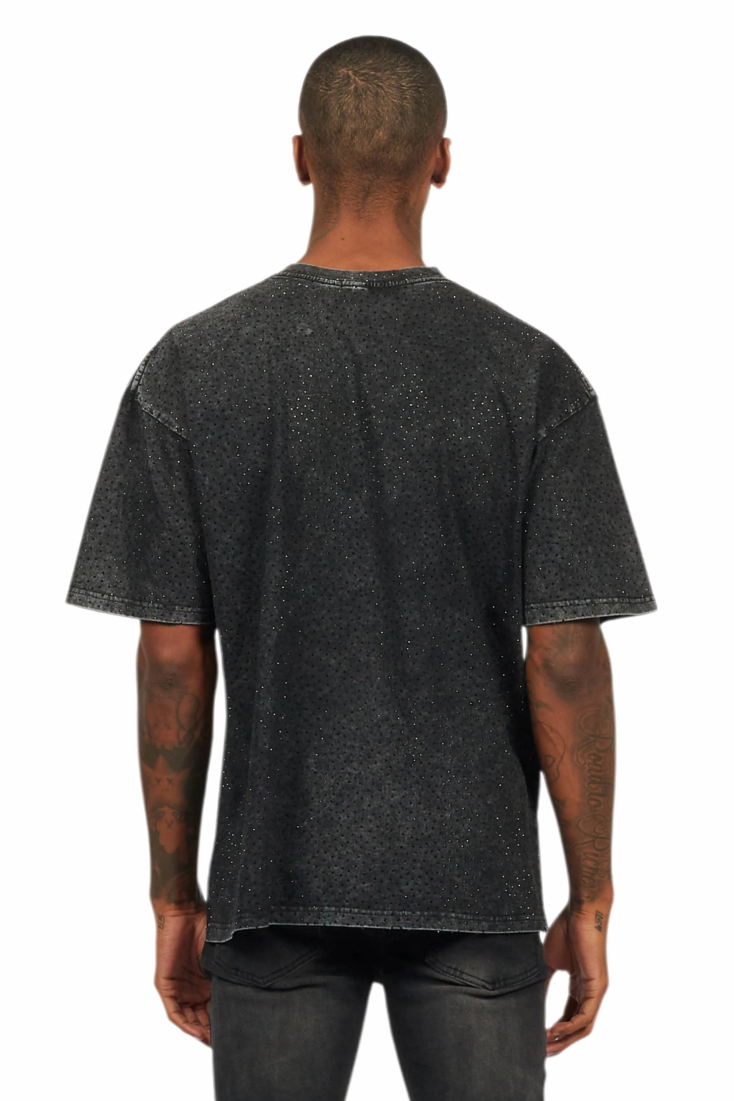 Andros Black Graphic Rhinestone T-Shirt