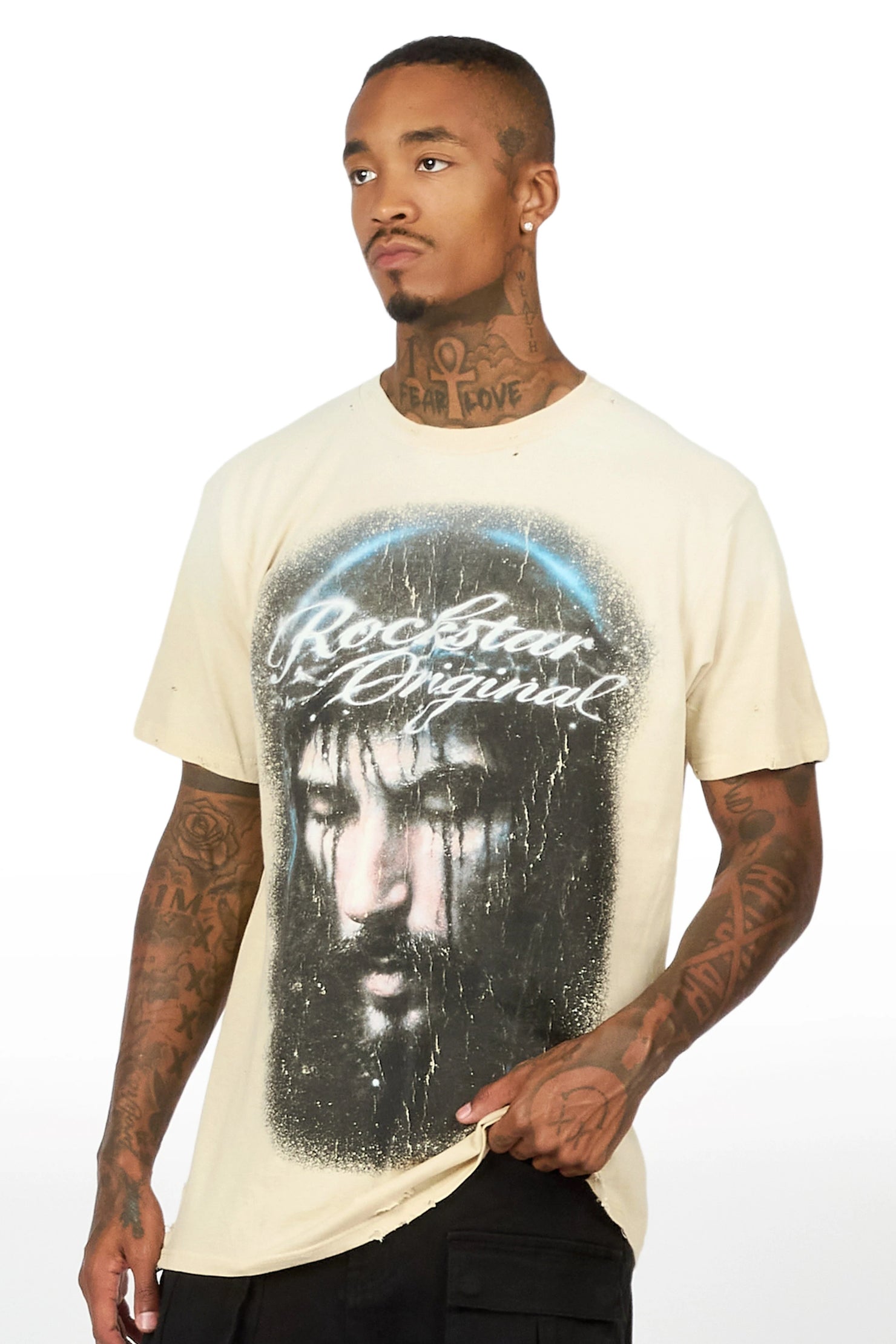 Graves Beige Oversized Graphic T-Shirt