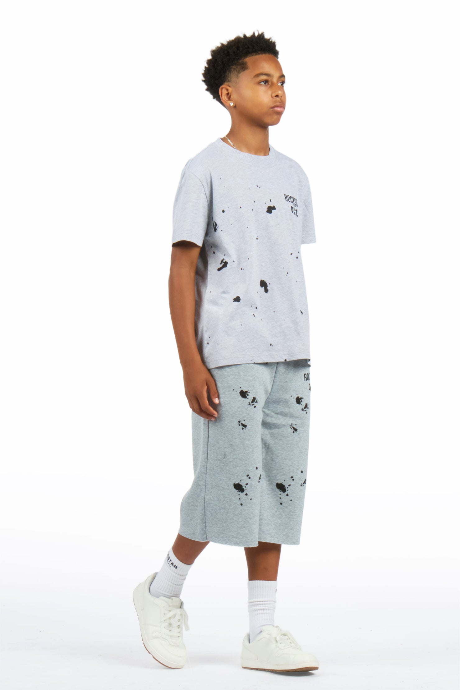Boys Raffer Heather Grey/Heather Grey T-Shirt Jort Set