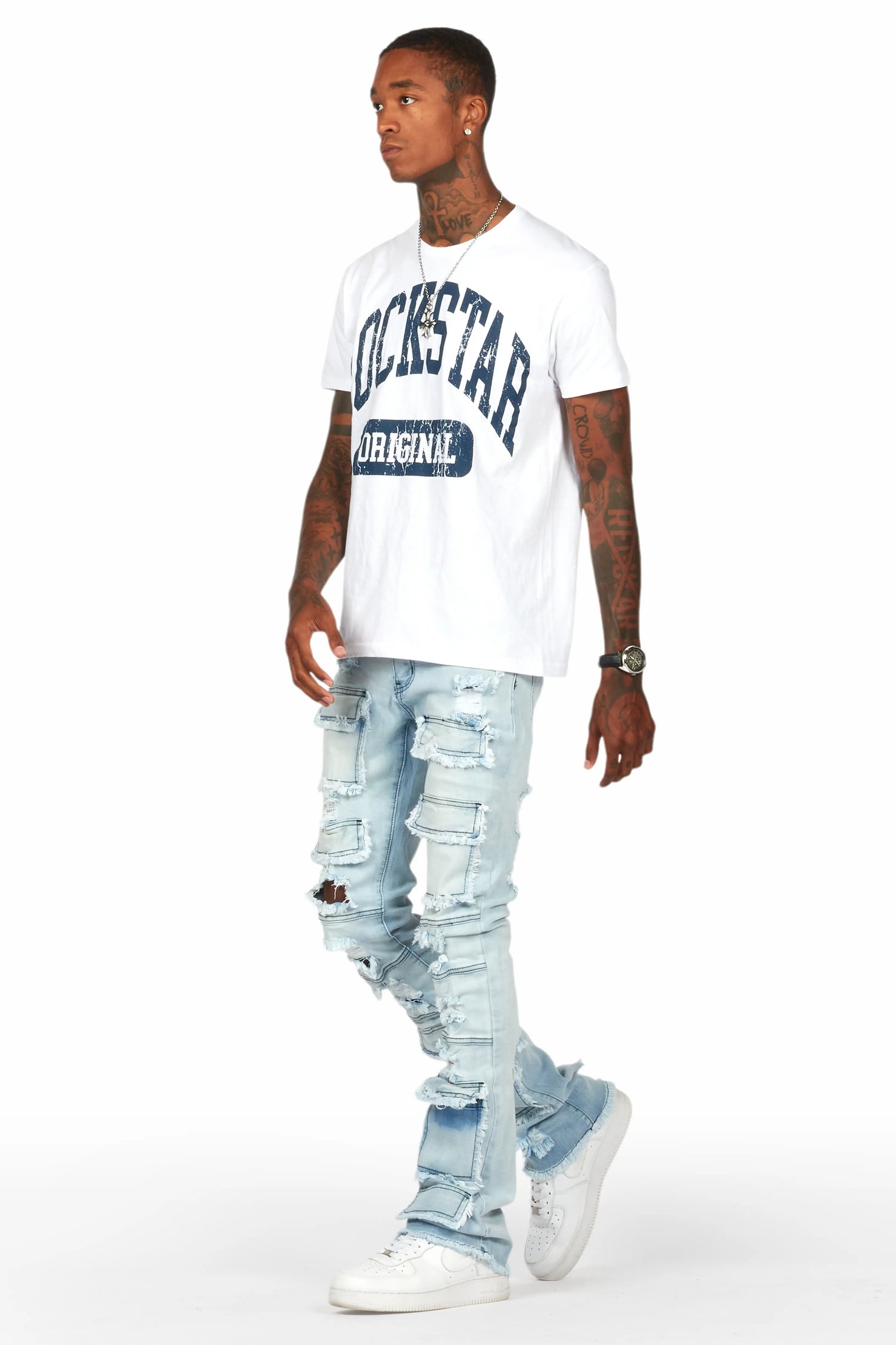 Erico Blue Stacked Flare Cargo Jean