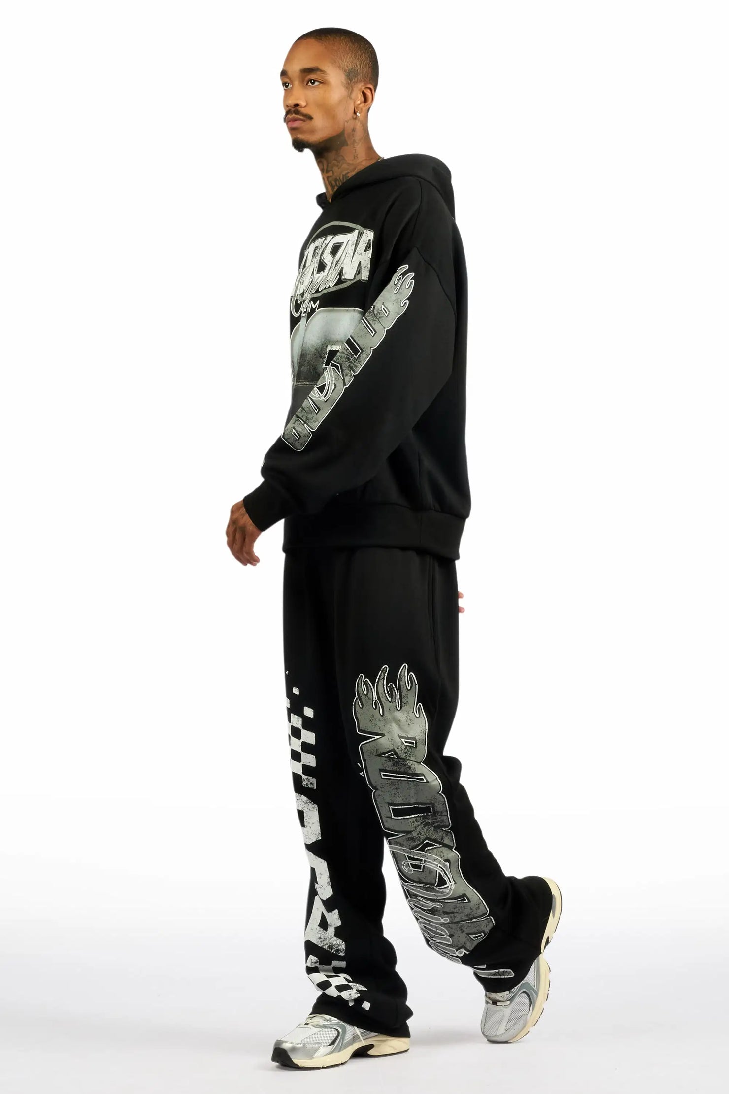 Flash Black Hoodie/Baggy Pant Track Set
