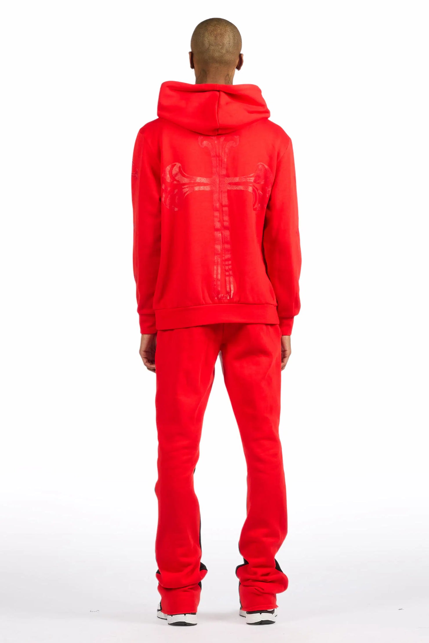 Michael Red Hoodie/Stacked Flare Track Set