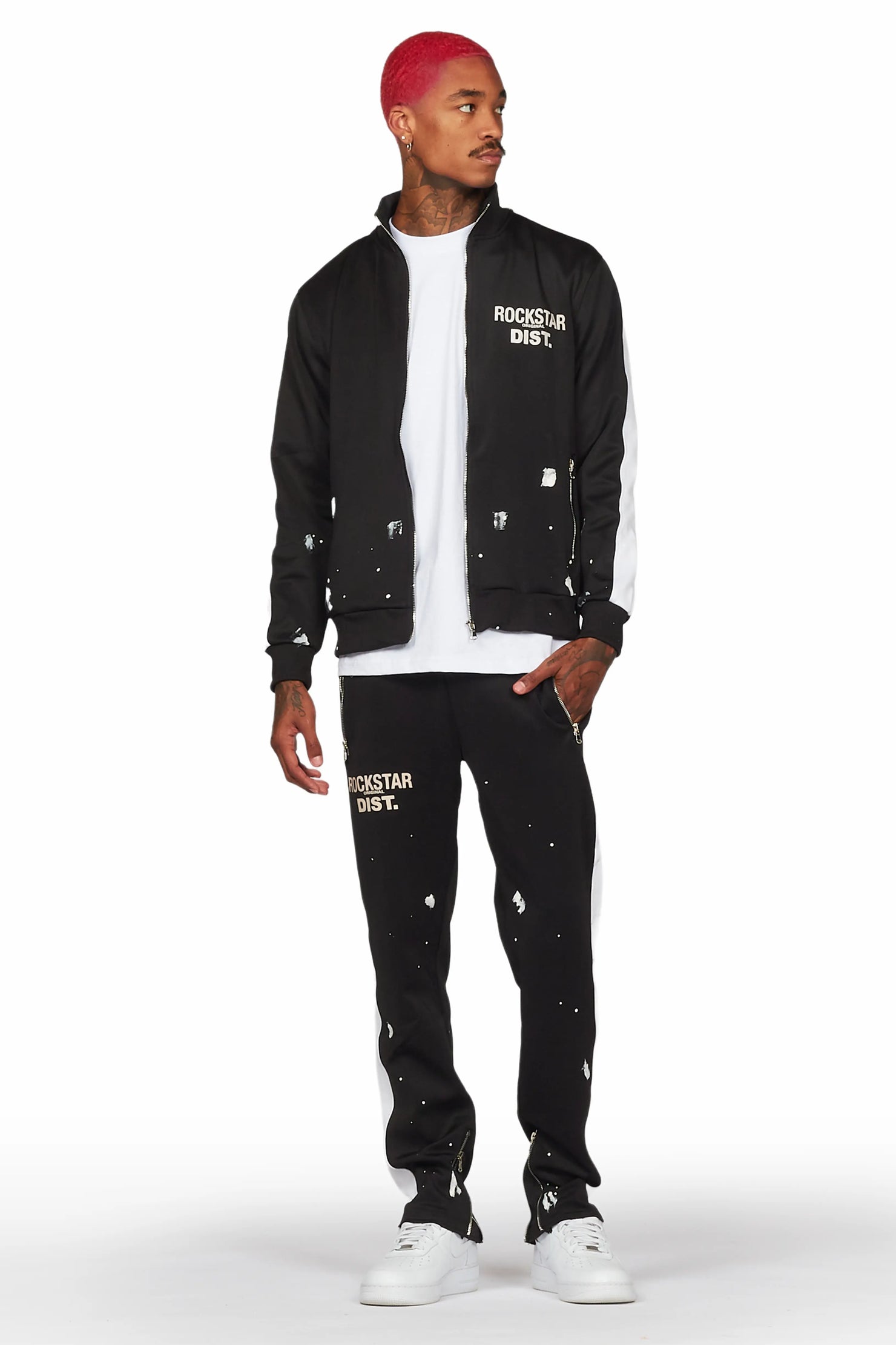 Raffer Black Tricot Slim Fit Track Set