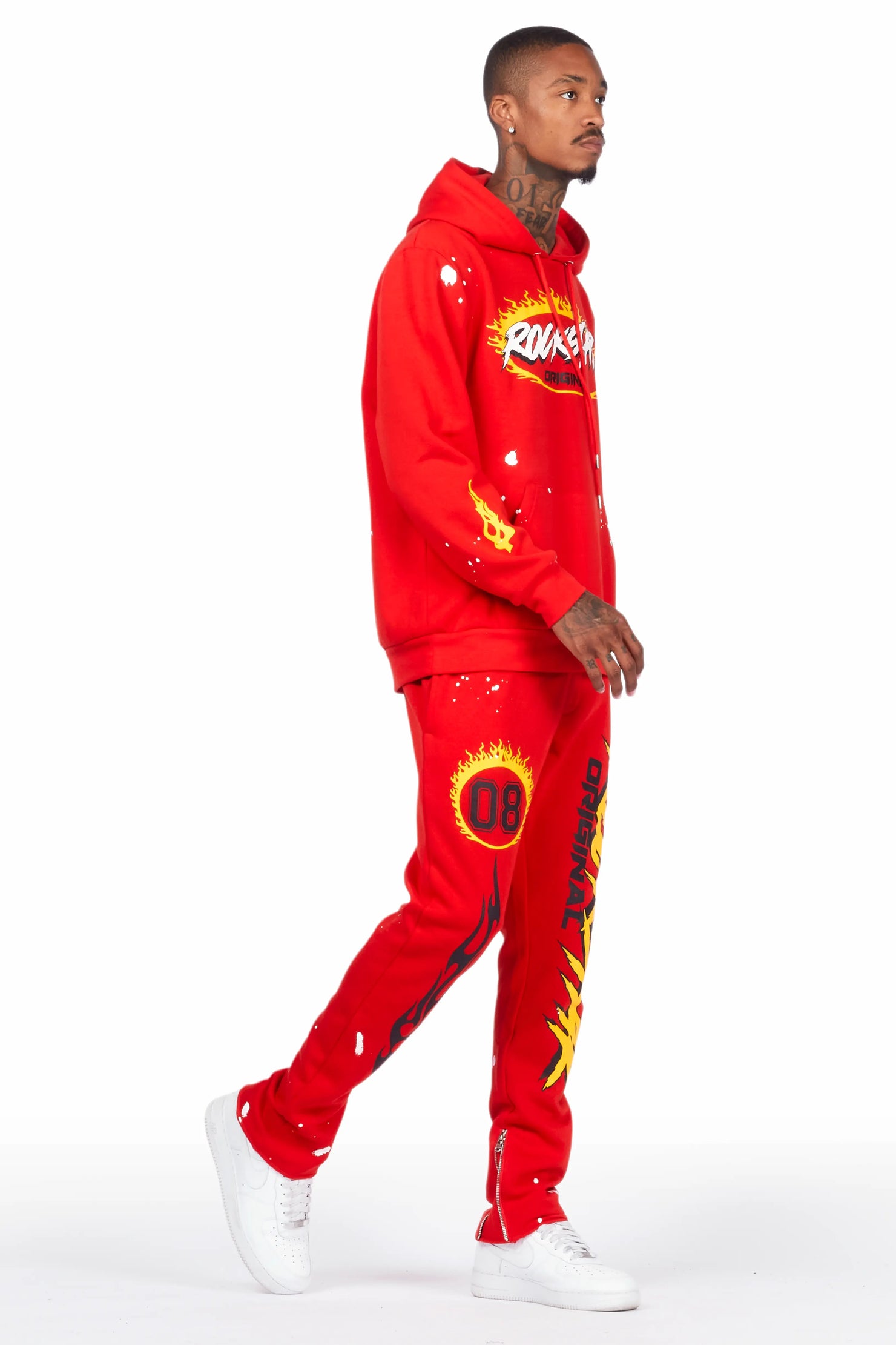 Draven Red Slim Fit Track Set