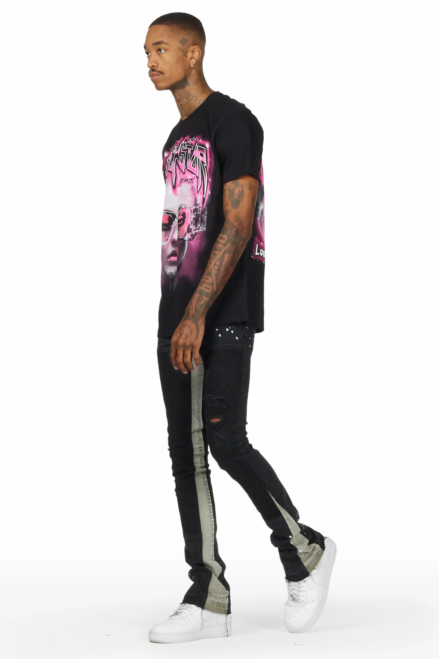 Quetzel Vintage Black Stacked Flare Jean