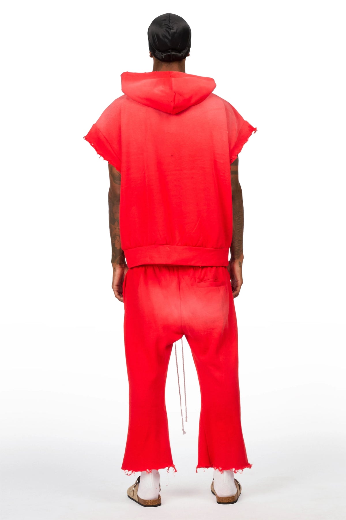 Warden Red Cut Sleeve Hoodie/Extra Long Jort Set